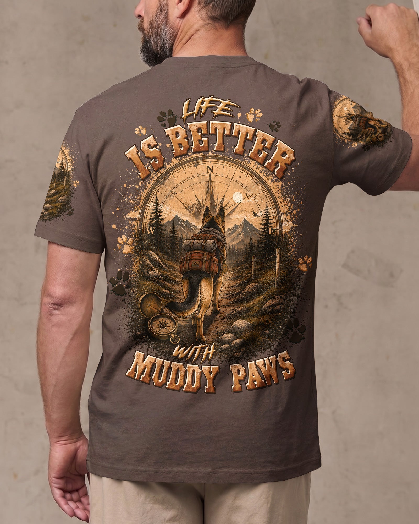 LIFE IS BETTER WITH MUDDY PAWS GERMAN SHEPHERD DOG ALL OVER PRINT - TLTW0607262