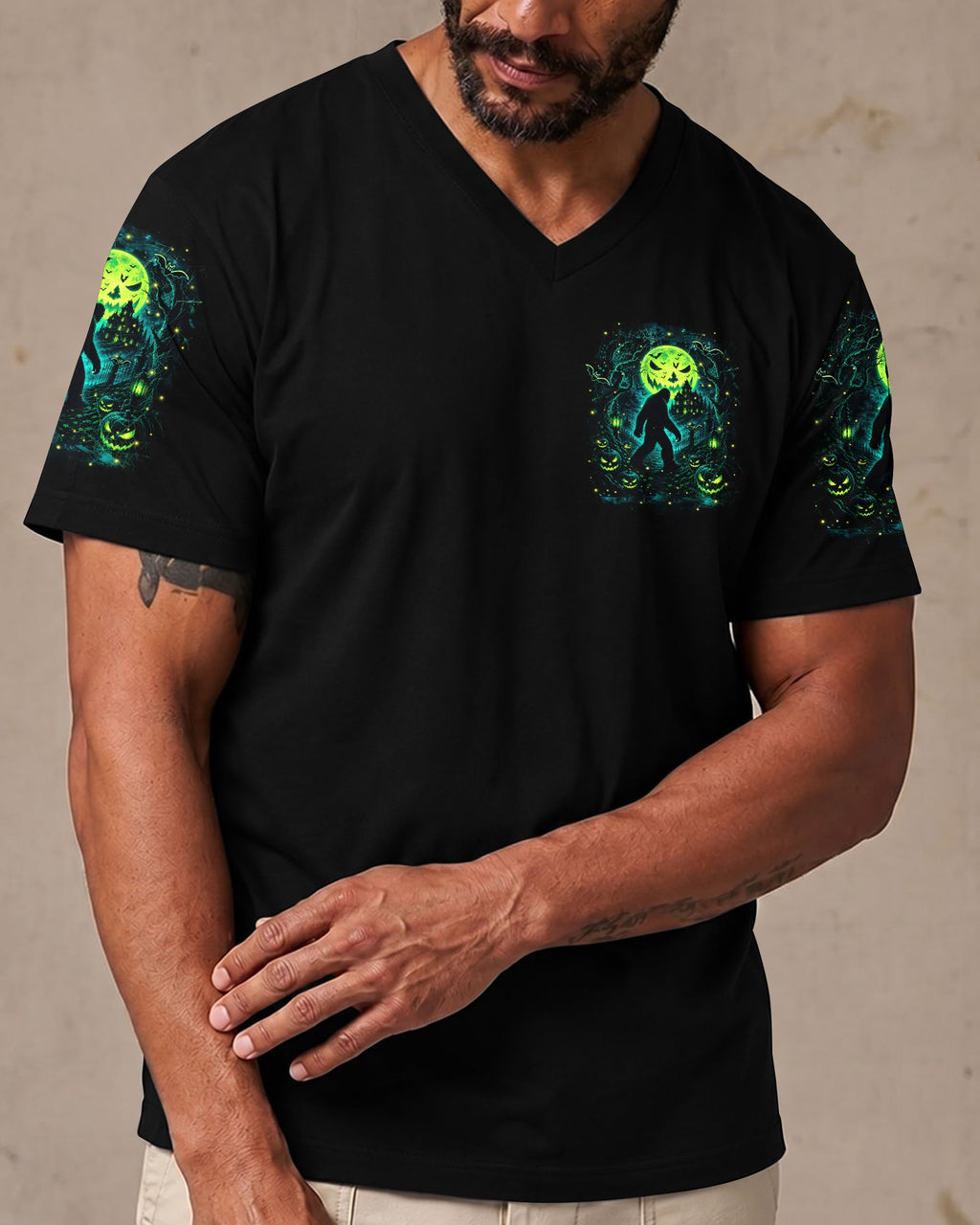 HELLO DARKNESS MY OLD FRIEND BIGFOOT HALLOWEEN ALL OVER PRINT  - TLHN2107261