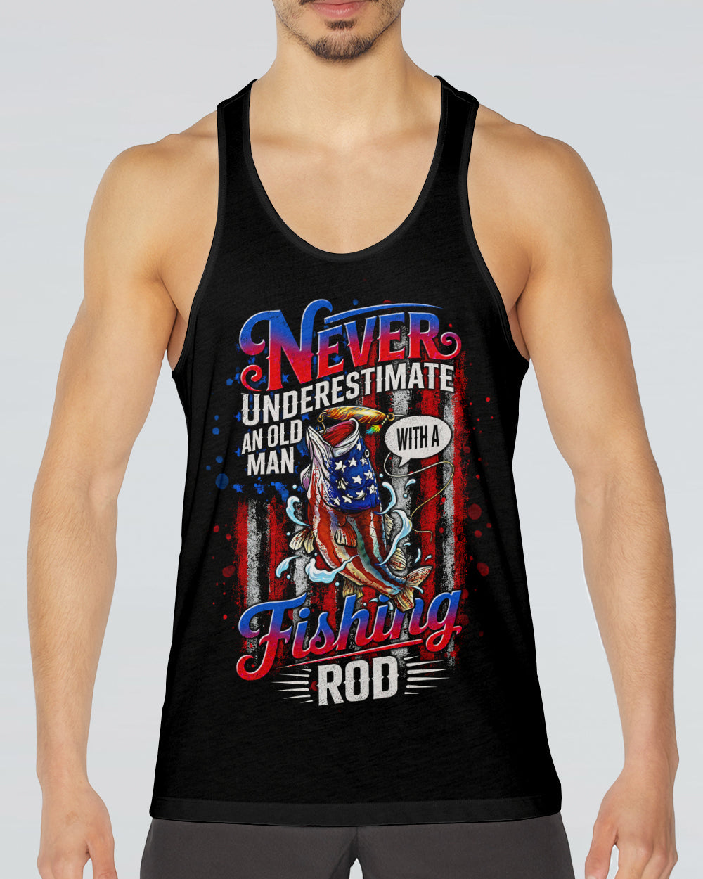 NEVER UNDERESTIMATE AN OLD MAN  FISHING ALL OVER PRINT - TLNT0406264