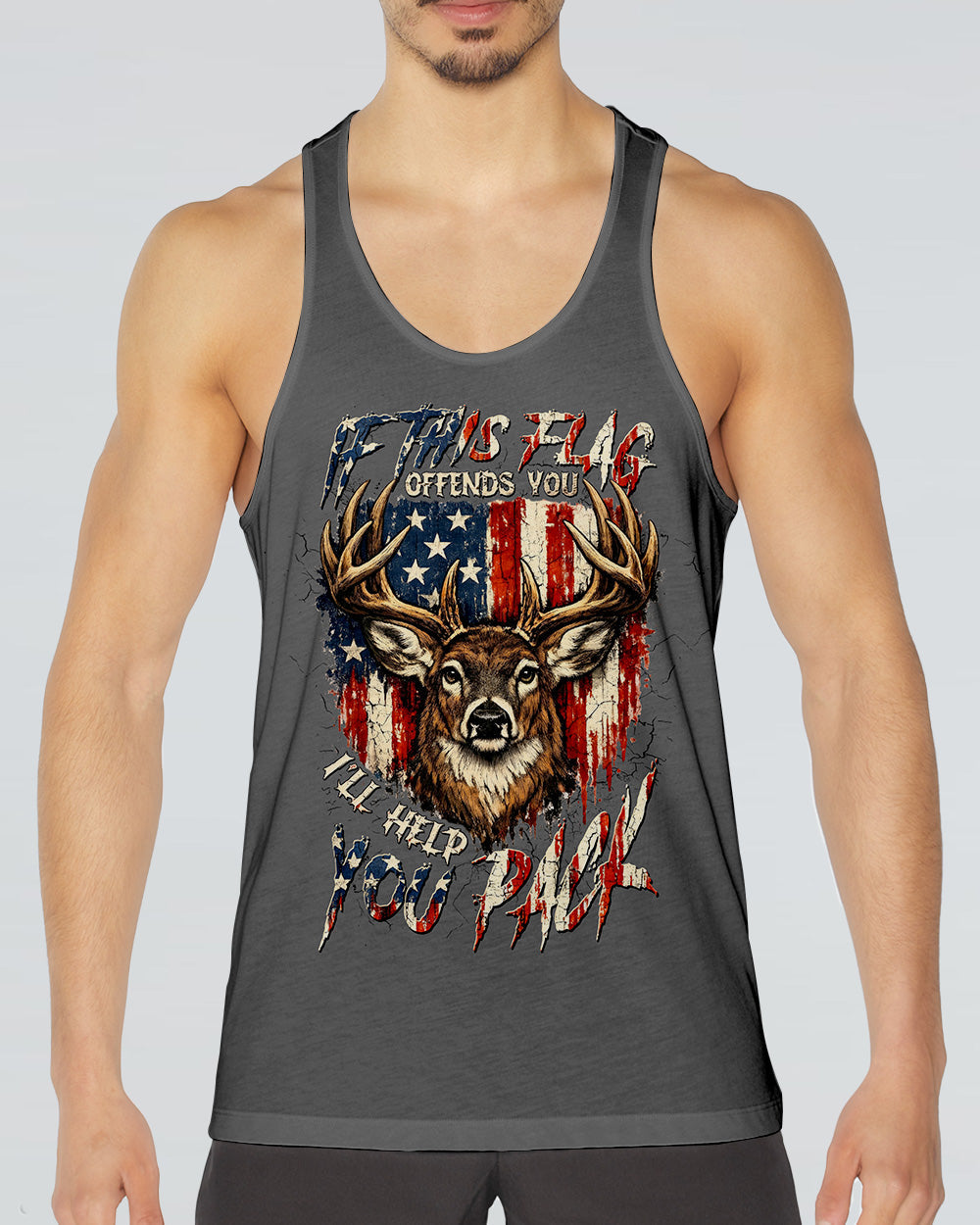 IF THIS FLAG OFFENDS YOU I'LL HELP YOU PACK DEER HUNTING  ALL OVER PRINT - TLTW0804262