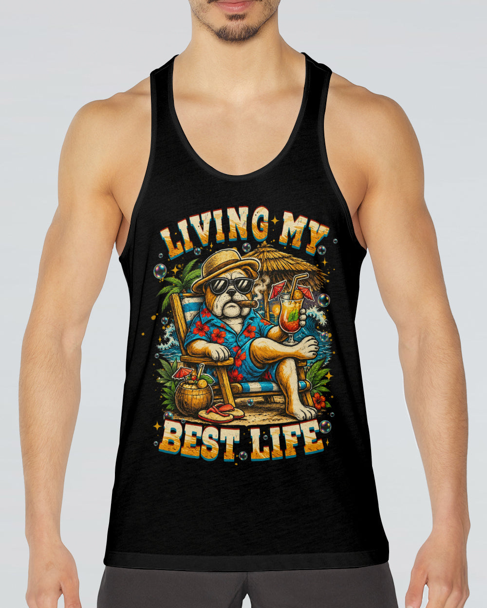 LIVING MY BEST LIFE PUG DOG ALL OVER PRINT  - TLHN0306263