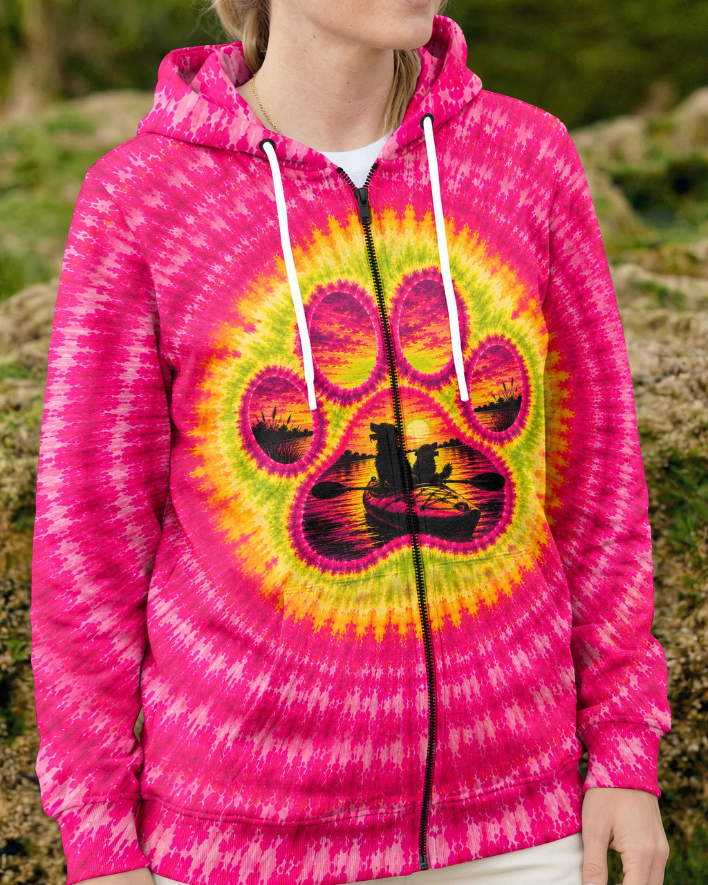 PAW PRINT KAYAK DOG SUNSET ALL OVER PRINT - TLNT0207265