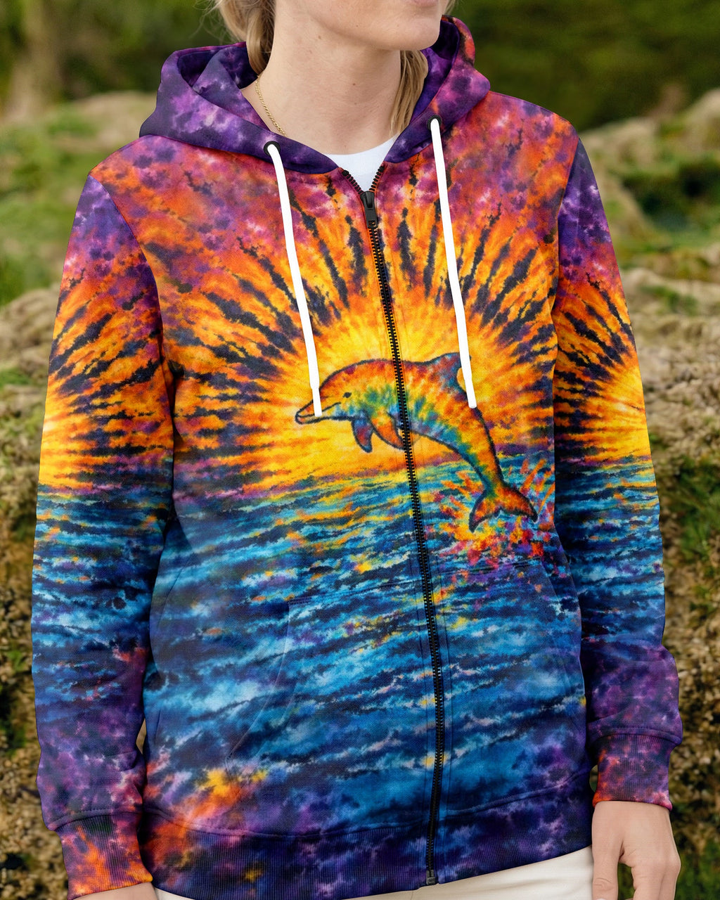DOLPHIN SUNSET WATERCOLOR PATTERN ALL OVER PRINT - TLHN0904262