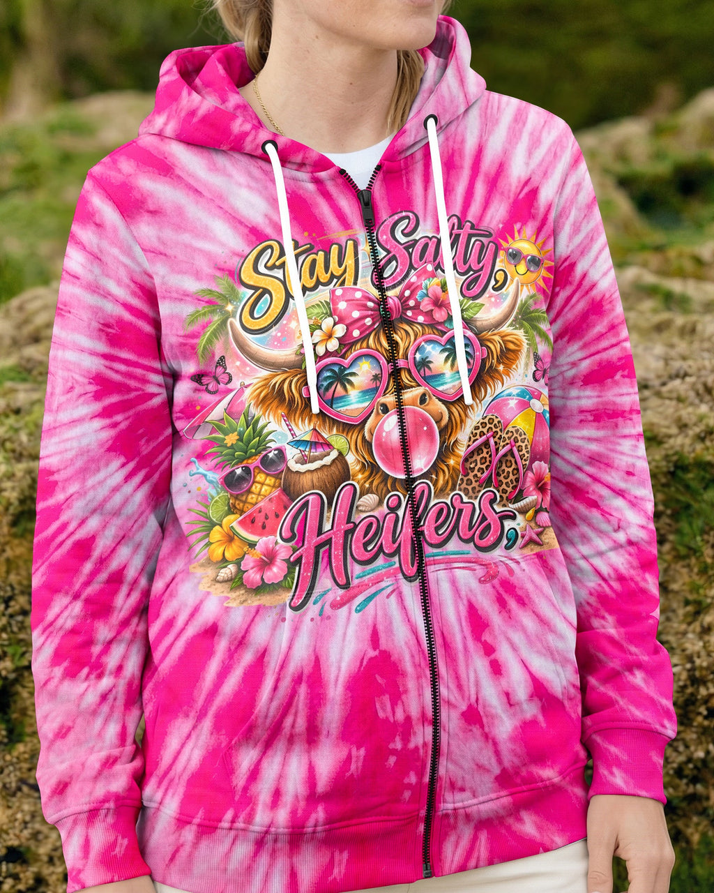 STAY SALTY HEIFERS PINK ALL OVER PRINT - TYLN2804261