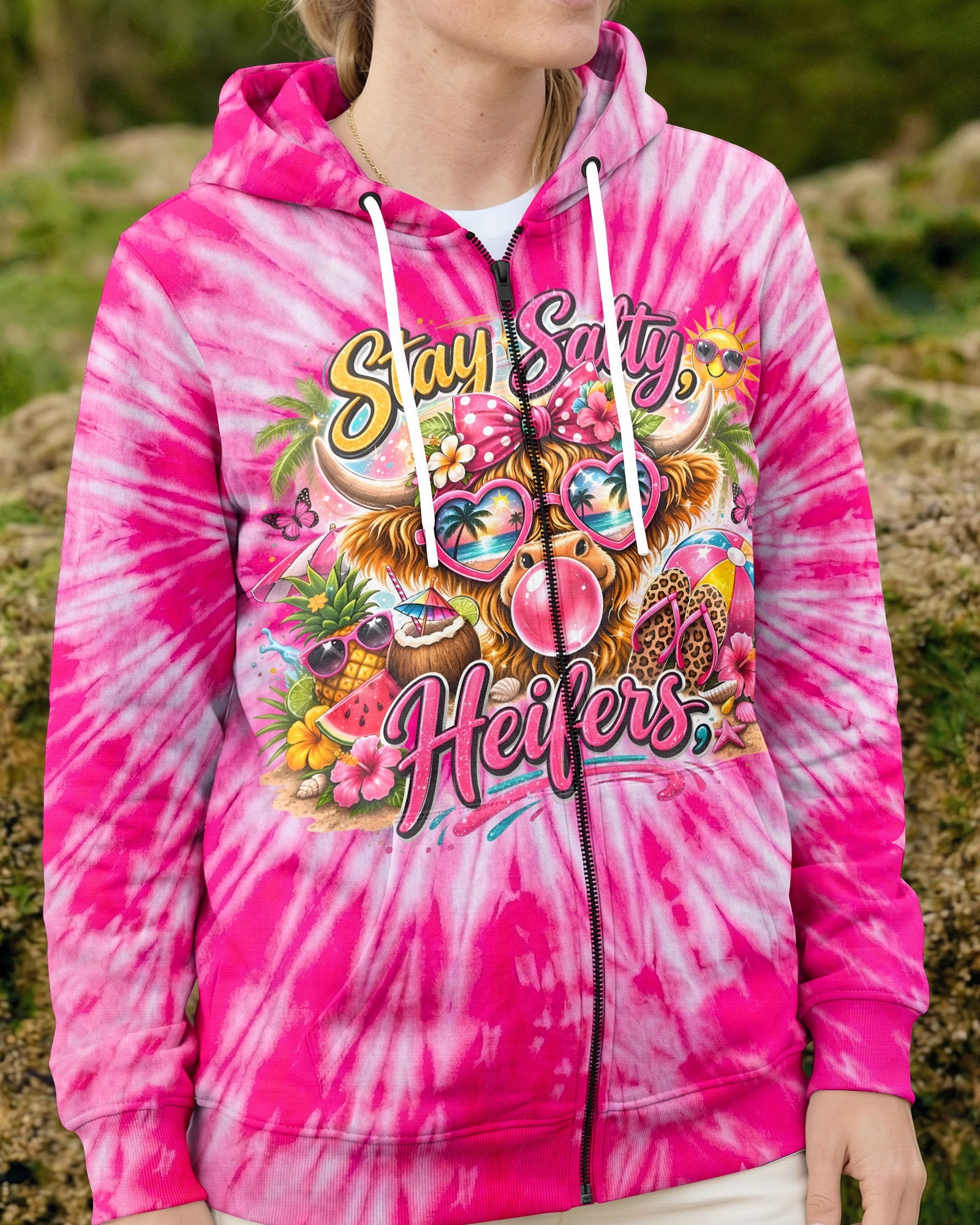 STAY SALTY HEIFERS PINK ALL OVER PRINT - TYLN2804261
