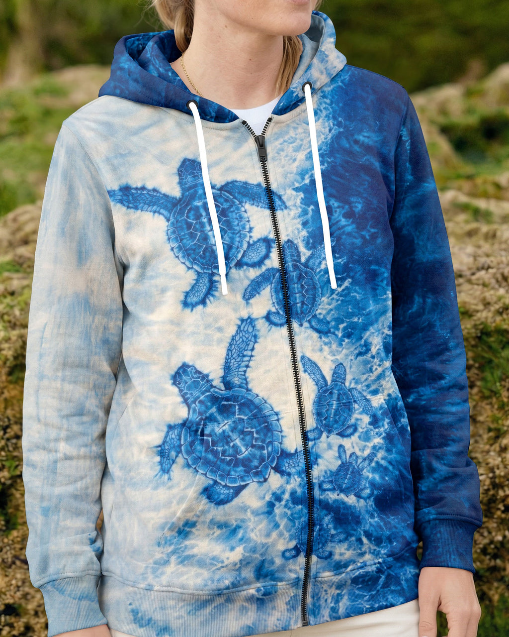 SEA TURTLE FAMILY WAVES  ALL OVER PRINT - TLTW1504263