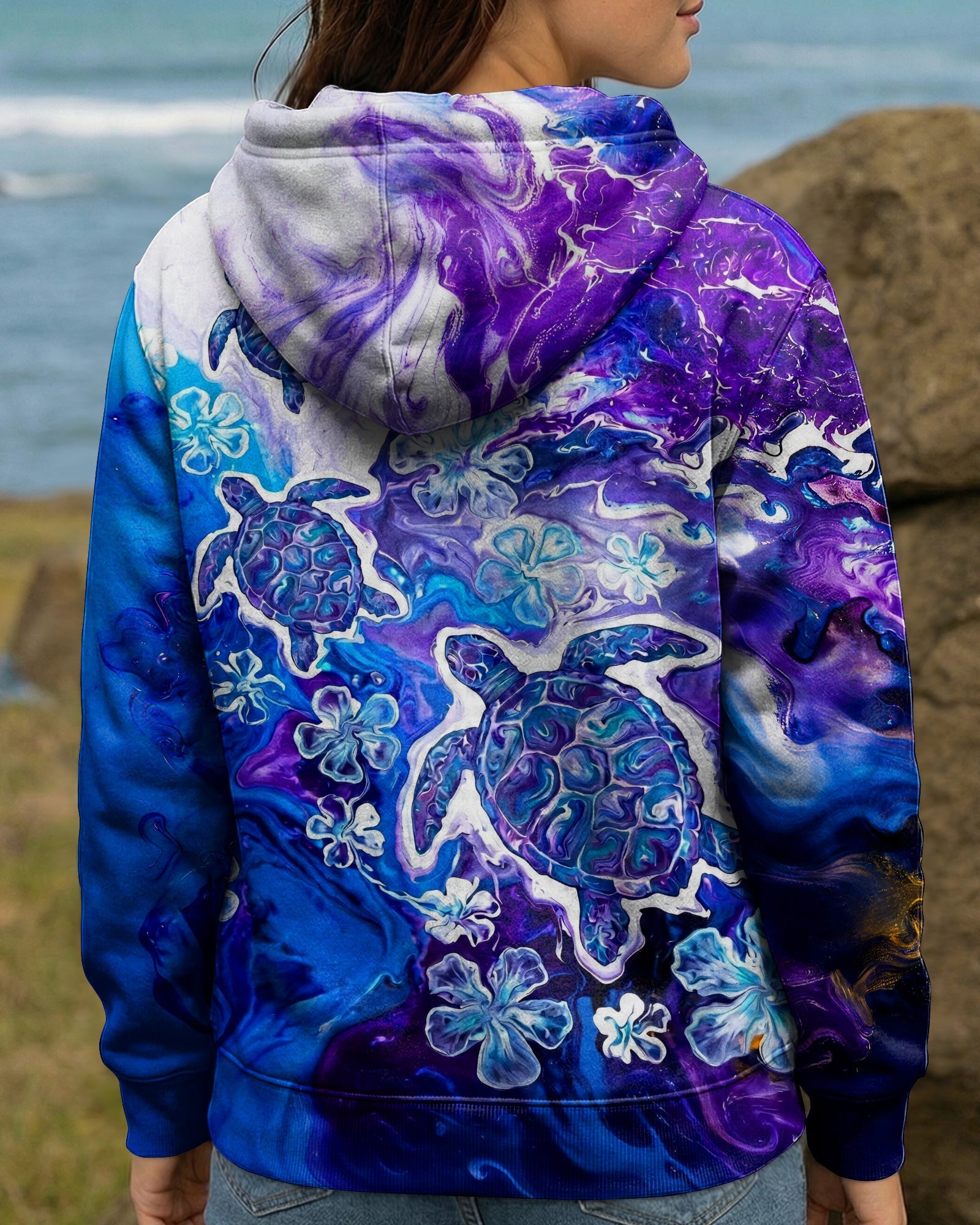 BLUE PURPLE OCEAN TURTLES ALL OVER PRINT - TYLN1806261
