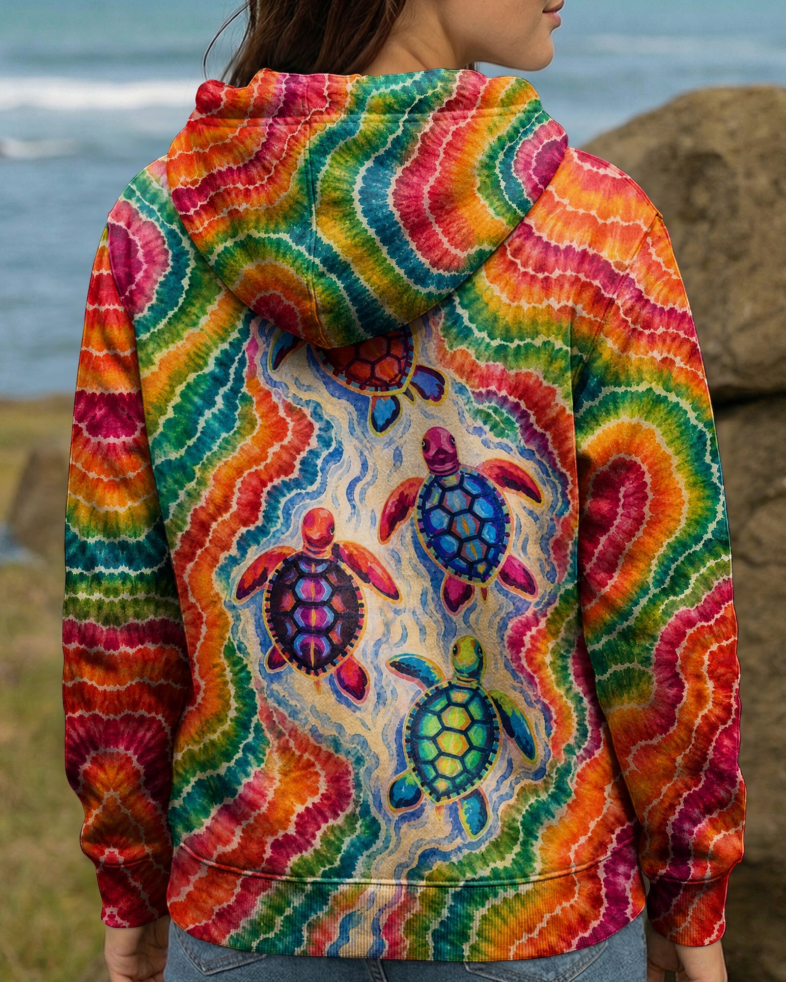COLORFUL SEA TURTLE TIDE ALL OVER PRINT - KMTM1806261