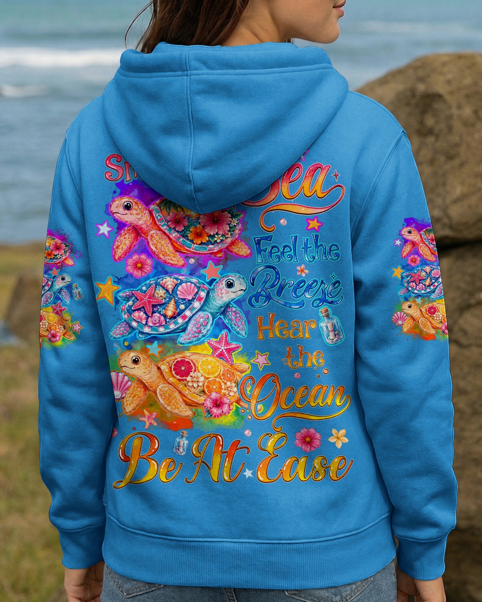 SMELL THE SEA FEEL THE BREEZE TURTLE ALL OVER PRINT - TYQY1505262