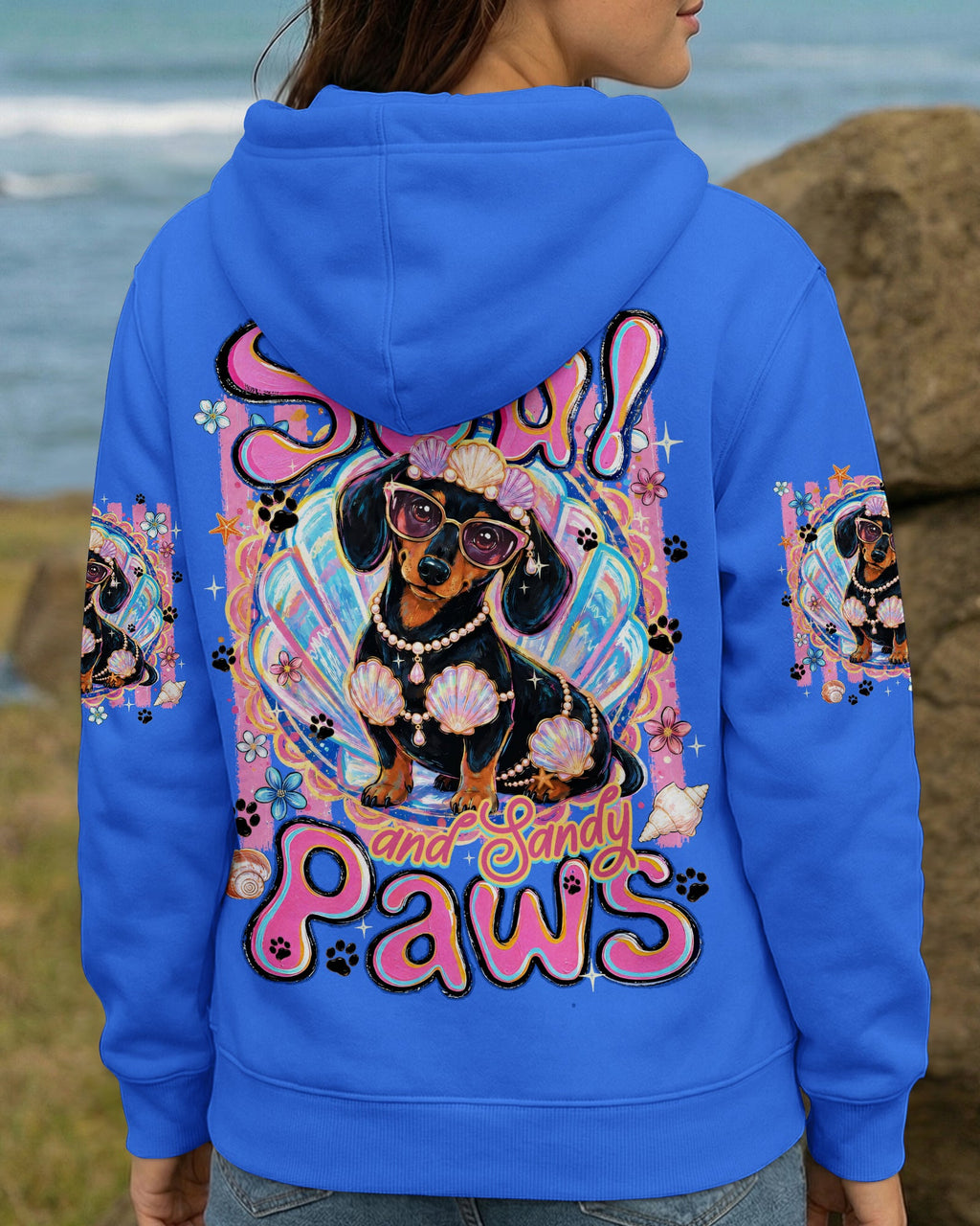 SALTY SOUL AND SANDY PAWS DACHSHUND DOG ALL OVER PRINT - TYQY0506263
