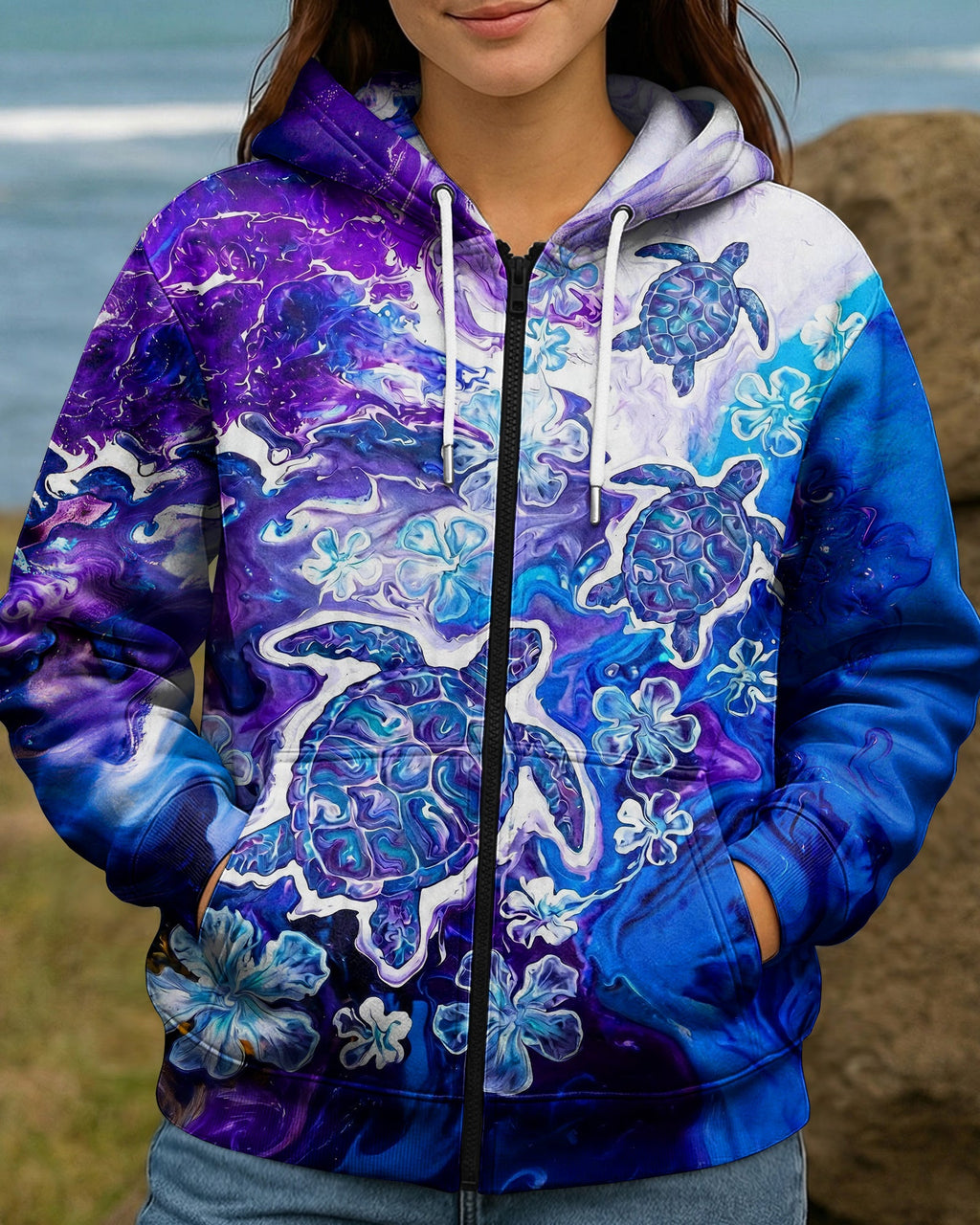 BLUE PURPLE OCEAN TURTLES ALL OVER PRINT - TYLN1806261