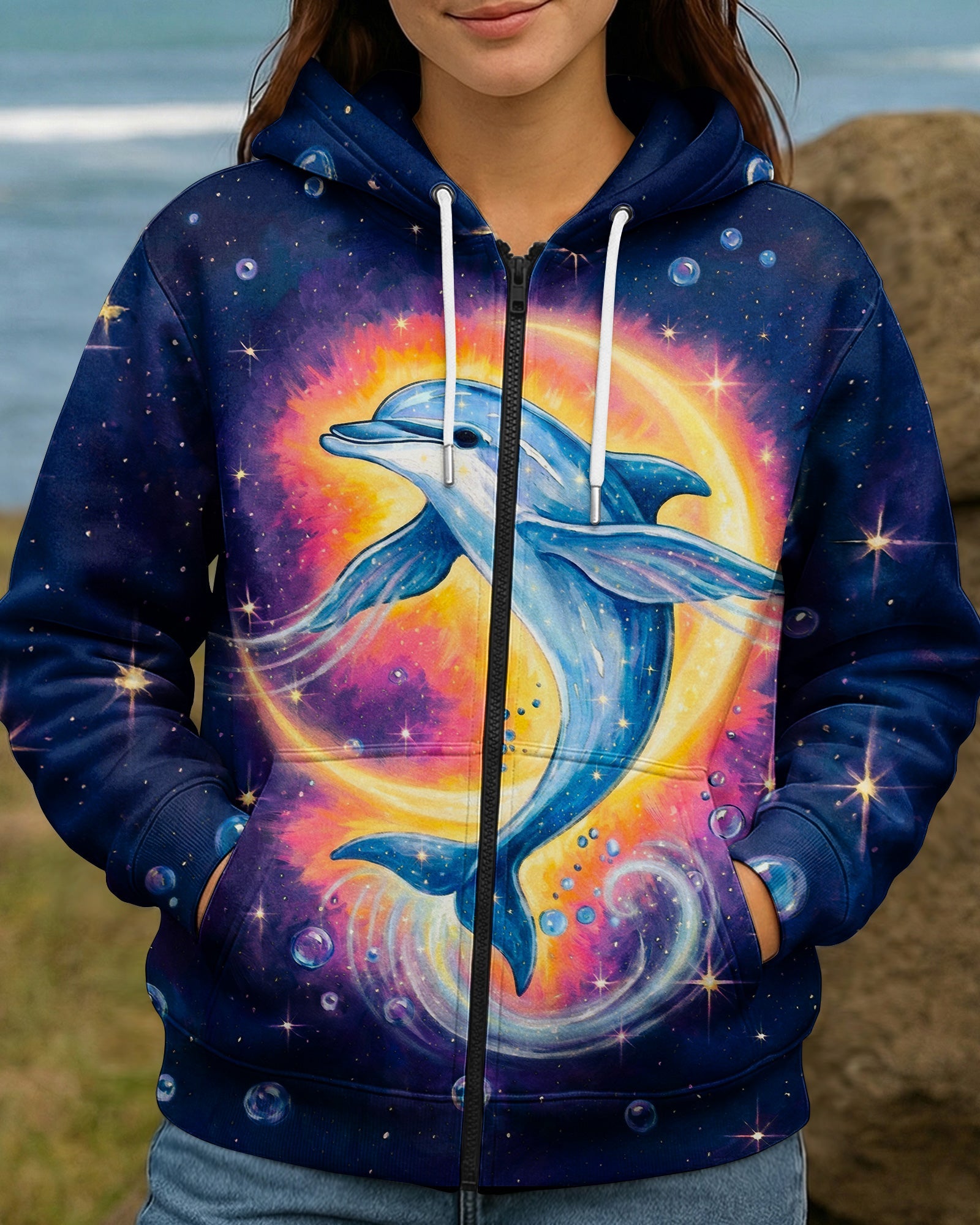 COSMIC MOON DOLPHIN GALAXY ALL OVER PRINT - RI1105263