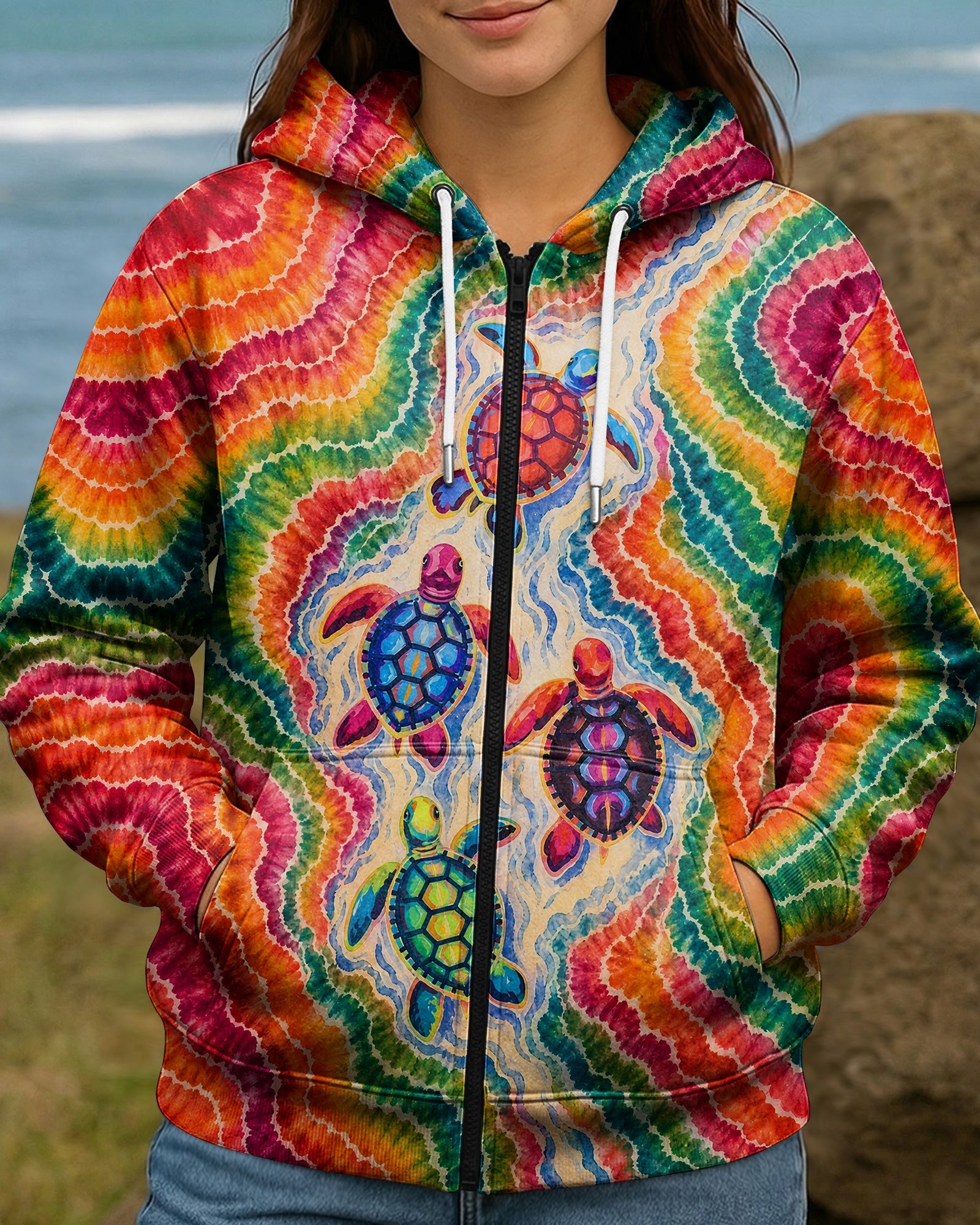COLORFUL SEA TURTLE TIDE ALL OVER PRINT - KMTM1806261