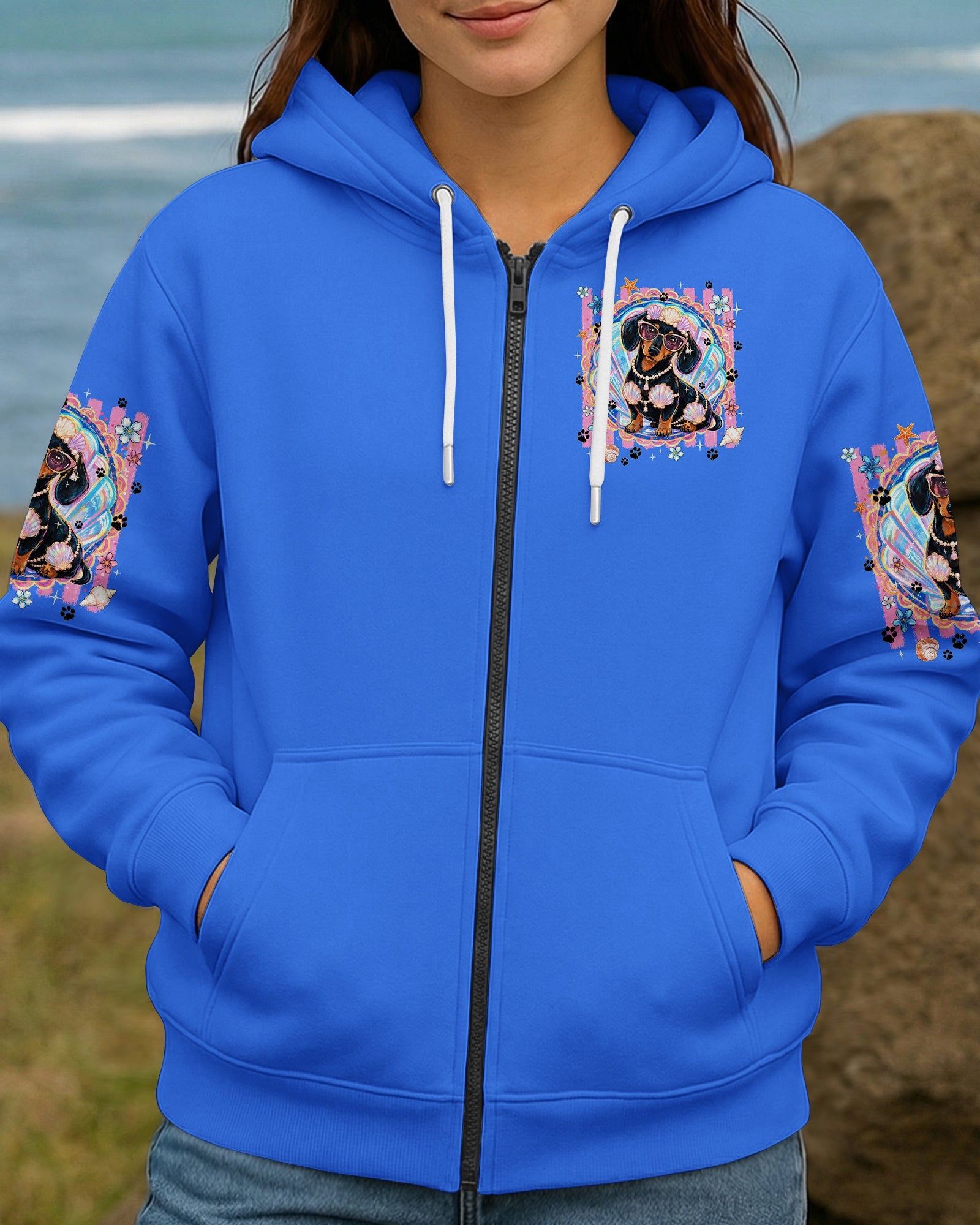 SALTY SOUL AND SANDY PAWS DACHSHUND DOG ALL OVER PRINT - TYQY0506263