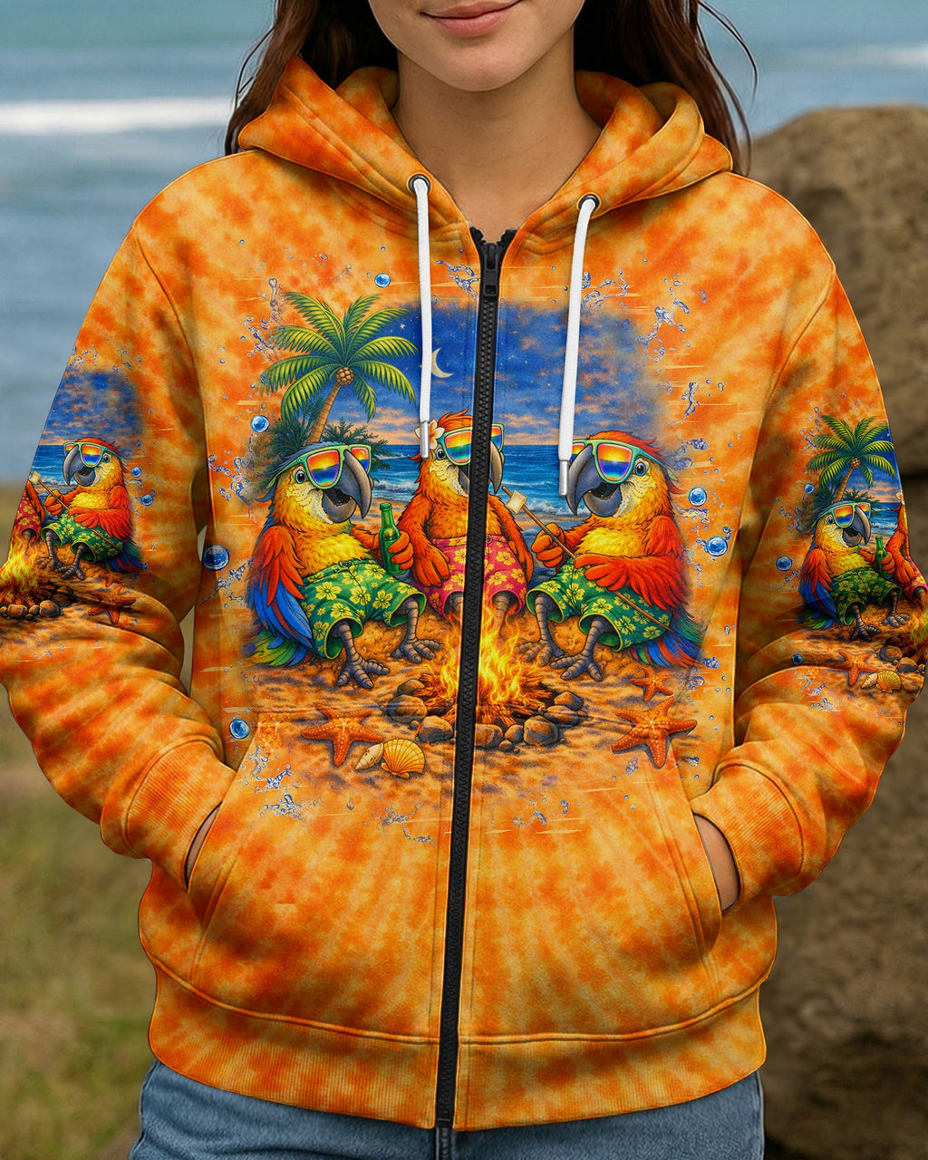 I'M ON ISLAND TIME PARROT SWIRL ALL OVER PRINT    - TLHN0705262