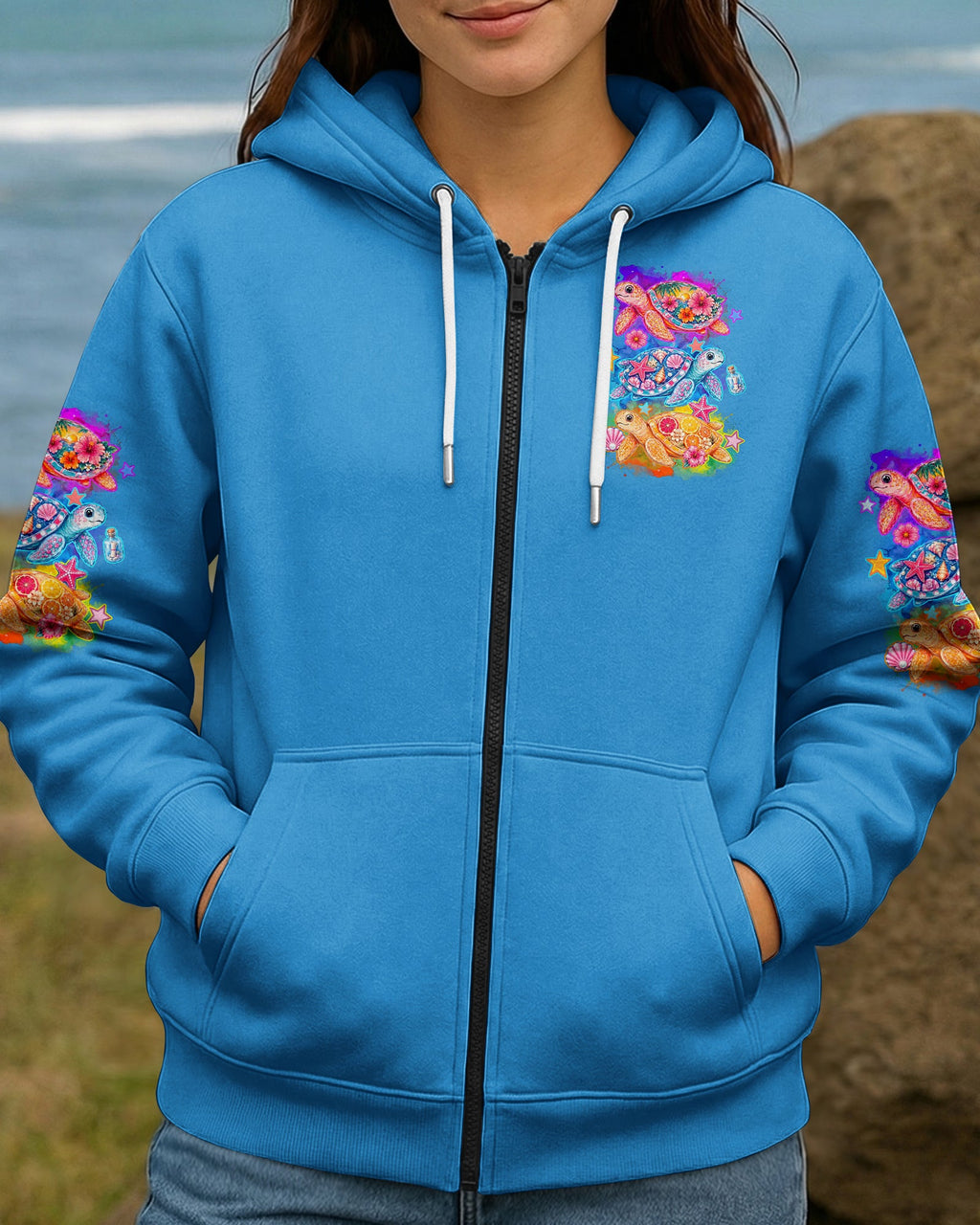 SMELL THE SEA FEEL THE BREEZE TURTLE ALL OVER PRINT - TYQY1505262