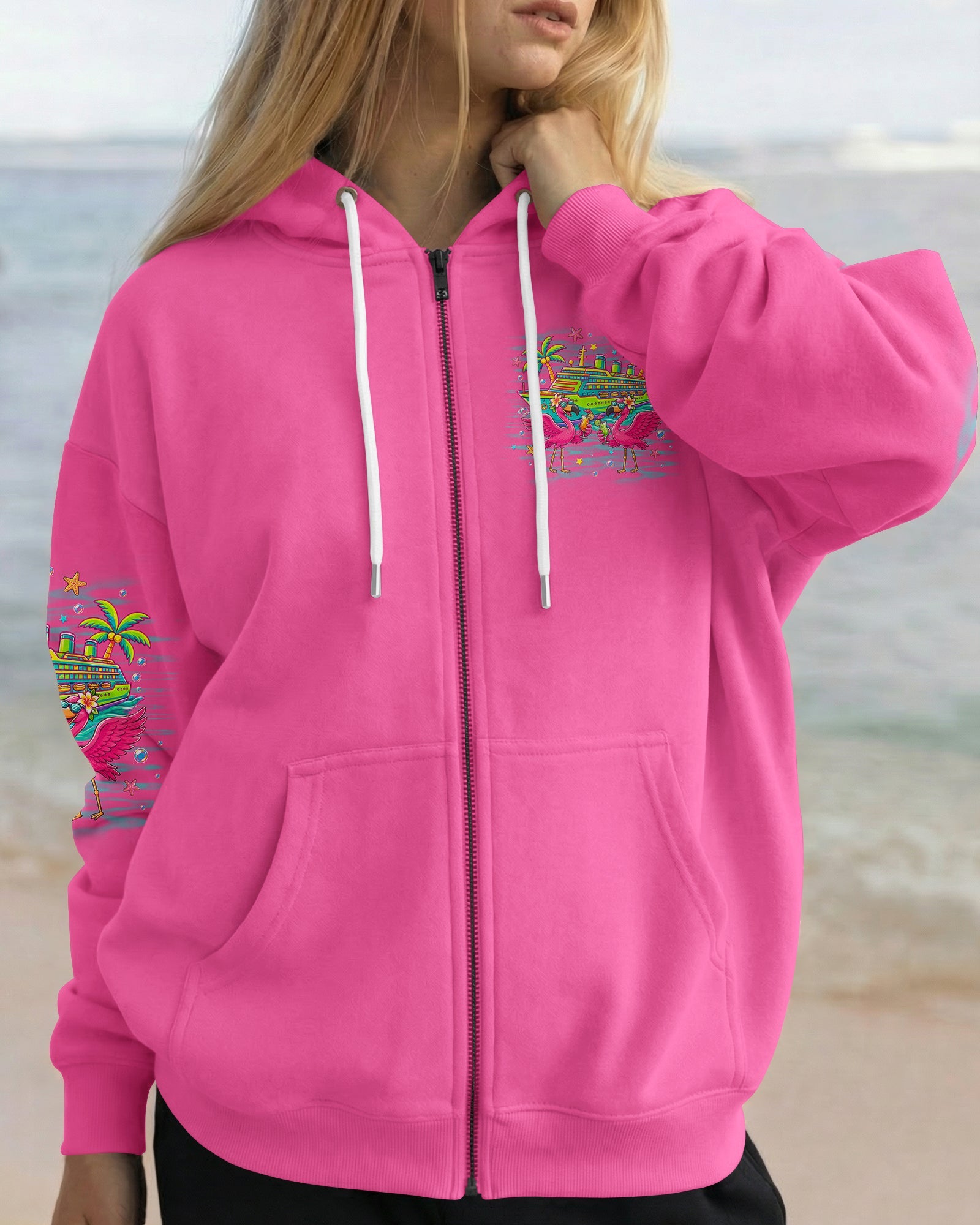APPARENTLY WE'RE TROUBLE FLAMINGO CRUISING ALL OVER PRINT - TLNO307263