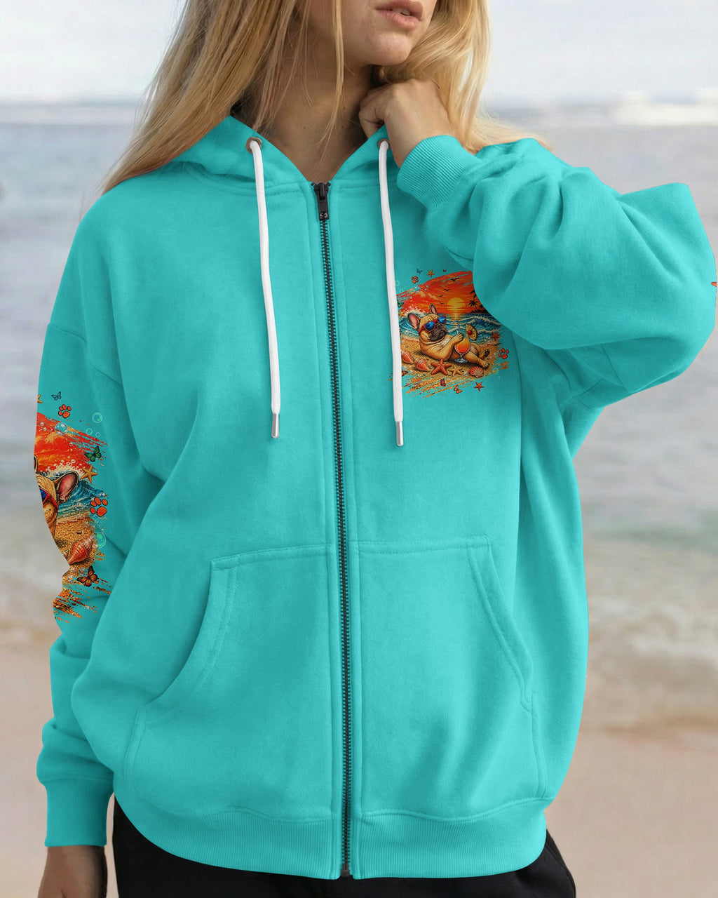 SANDY PAWS AND SALTY KISSES FRENCH BULLDOG ALL OVER PRINT - TLNT1505262