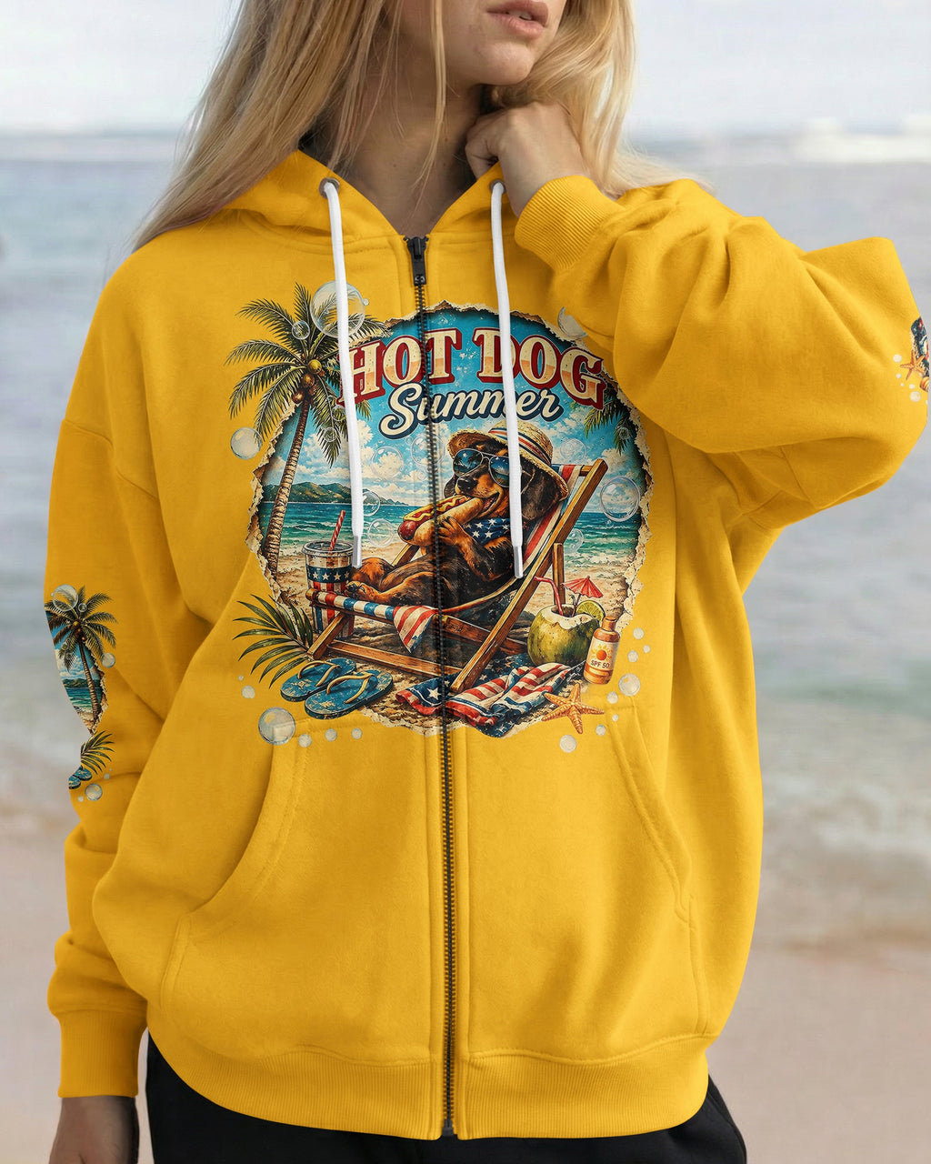 HOT DOG SUMMER DACHSHUND DOG ALL OVER PRINT  - TLHG0605261