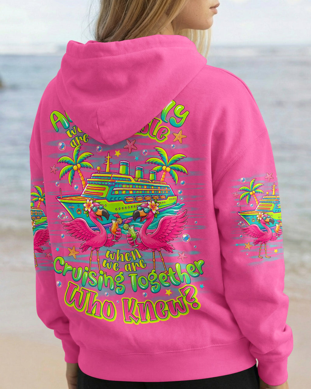 APPARENTLY WE'RE TROUBLE FLAMINGO CRUISING ALL OVER PRINT - TLNO307263