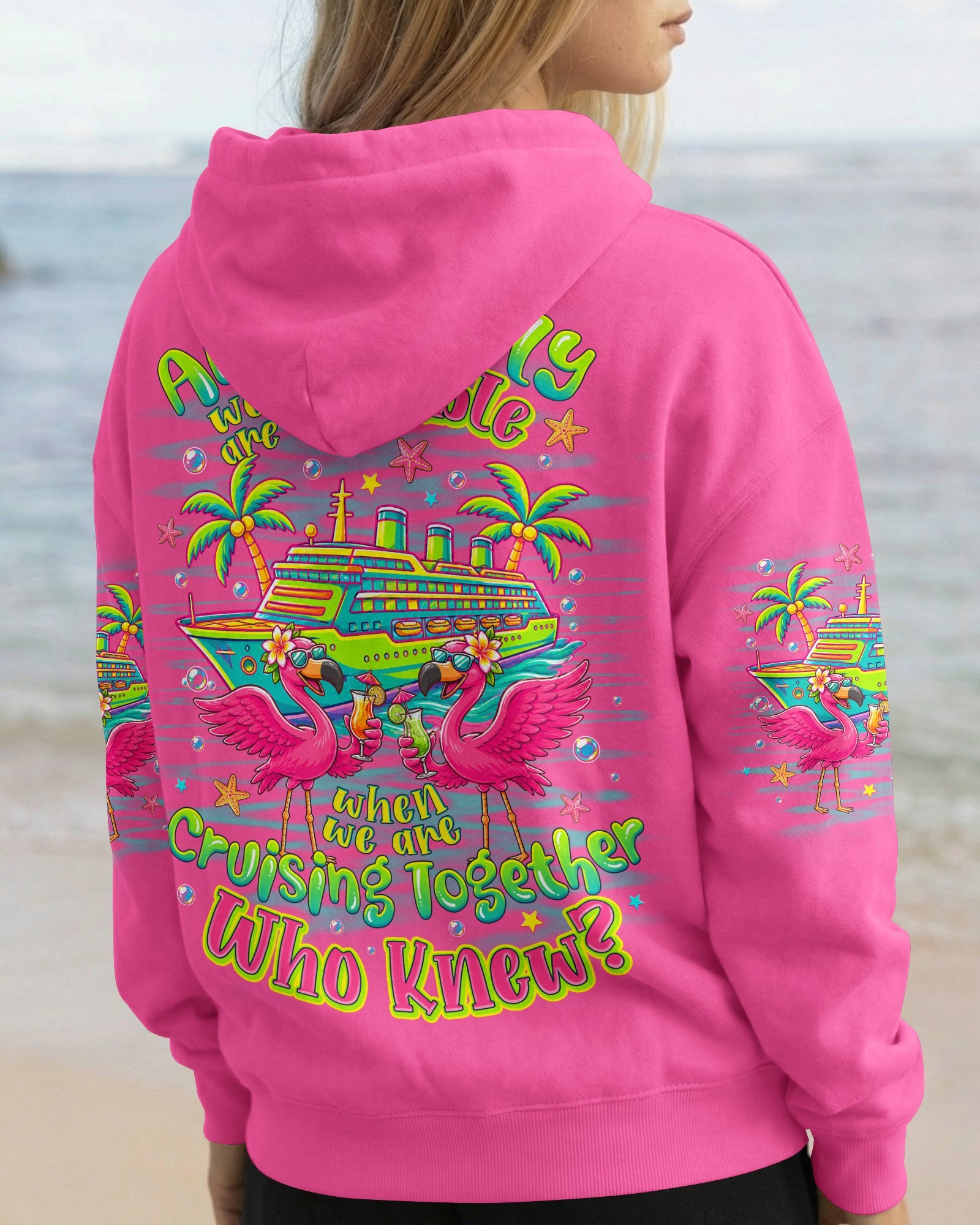 APPARENTLY WE'RE TROUBLE FLAMINGO CRUISING ALL OVER PRINT - TLNO307263