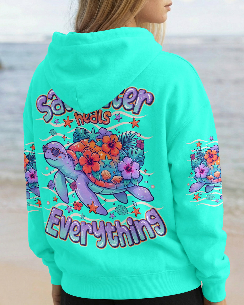 SALTWATER HEALS EVERYTHING TURTLE ALL OVER PRINT  - TLNO1507261