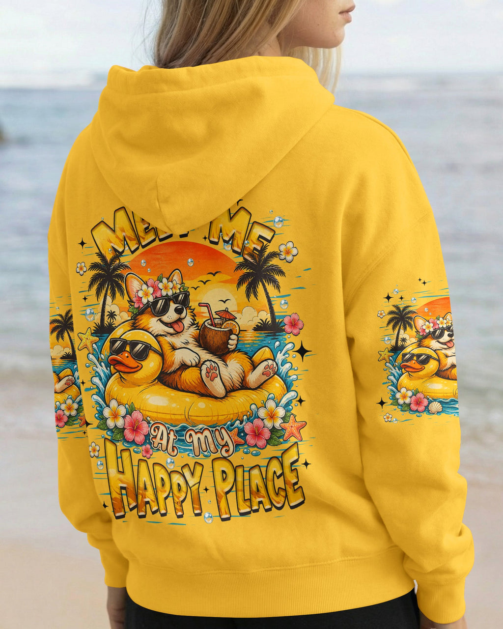 MEET ME AT MY HAPPY PLACE CORGI DOG ALL OVER PRINT   - TLHN2605263