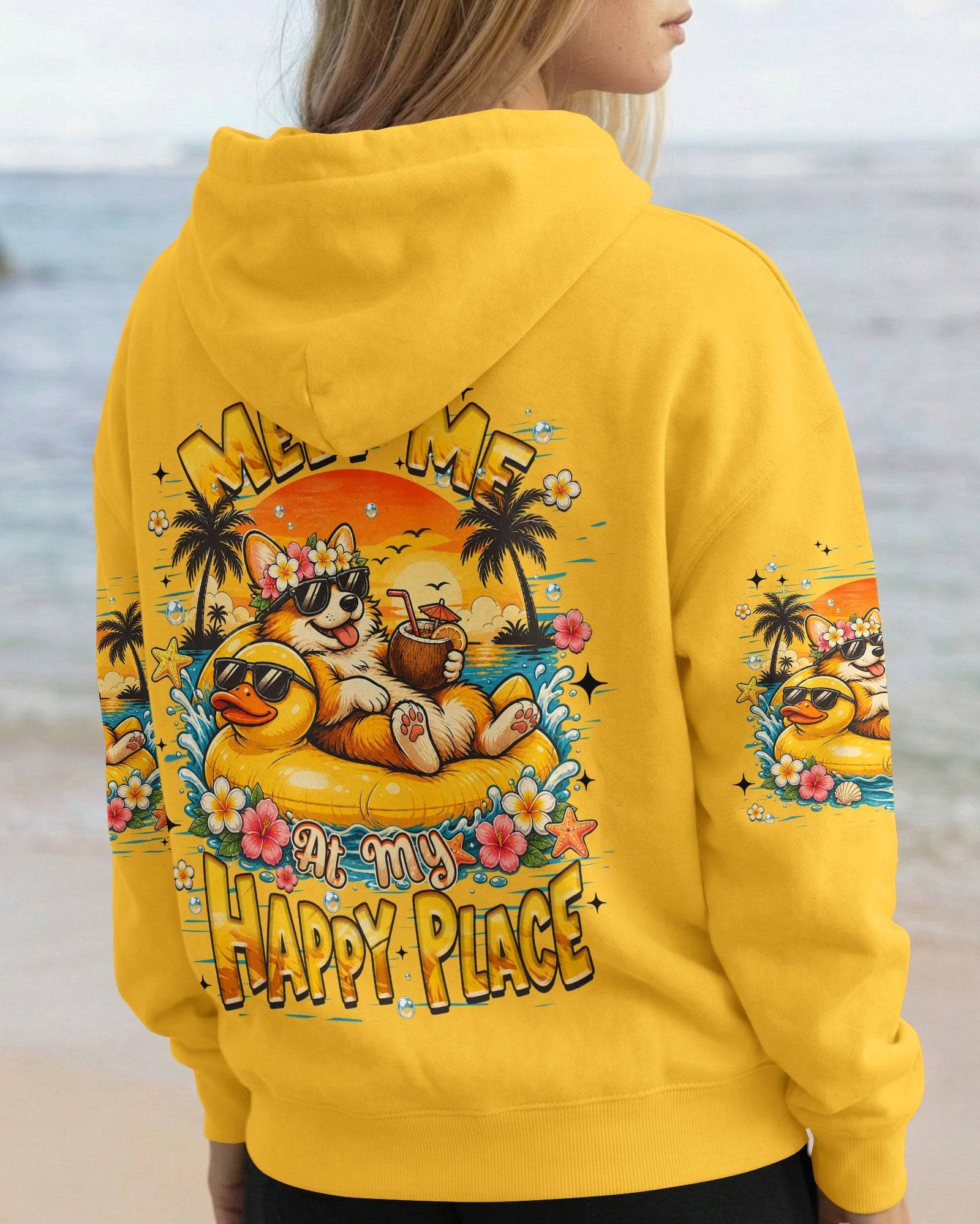 MEET ME AT MY HAPPY PLACE CORGI DOG ALL OVER PRINT   - TLHN2605263