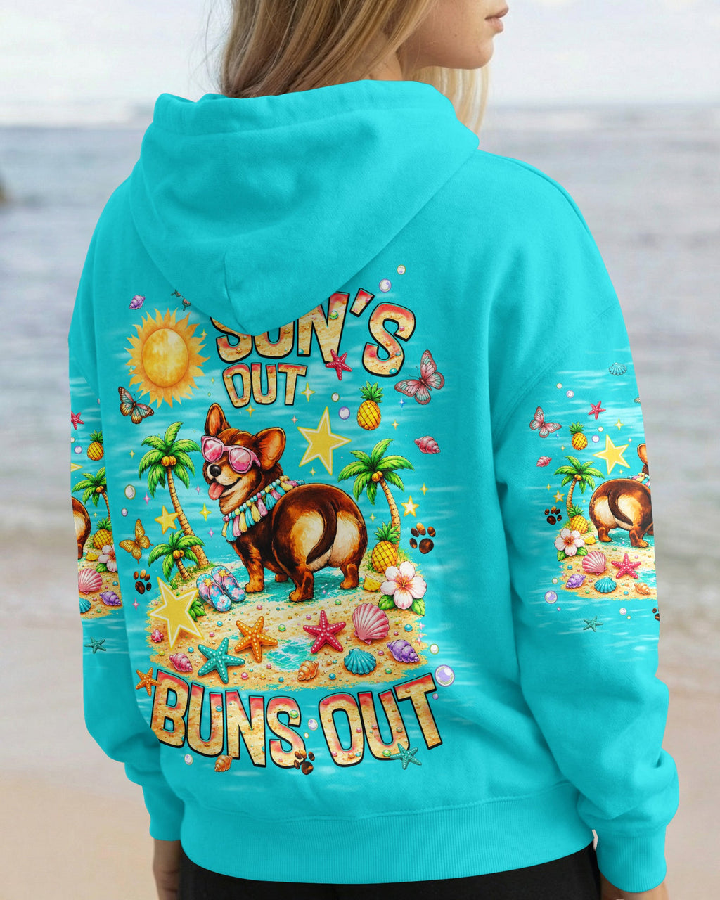 SUN'S OUT BUNS OUT CORGI  DOG ALL OVER PRINT   - TLNT0906252