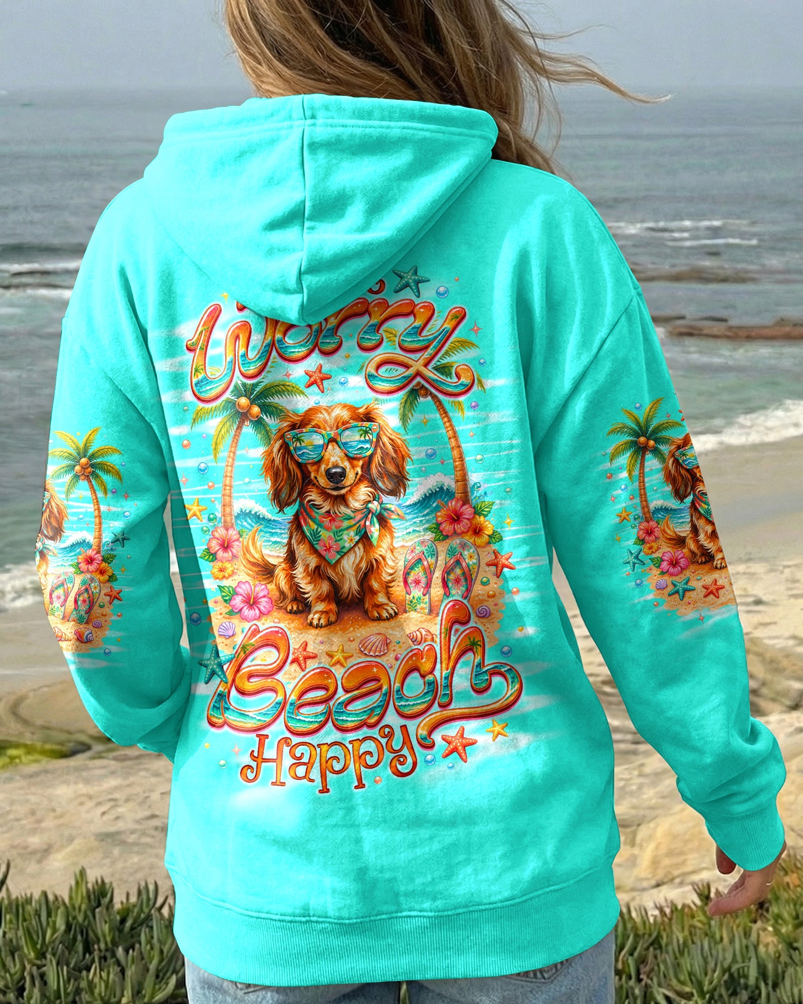 DON'T WORRY  LONG-HAIRED DACHSHUND DOG  ALL OVER PRINT - TLNO0705262