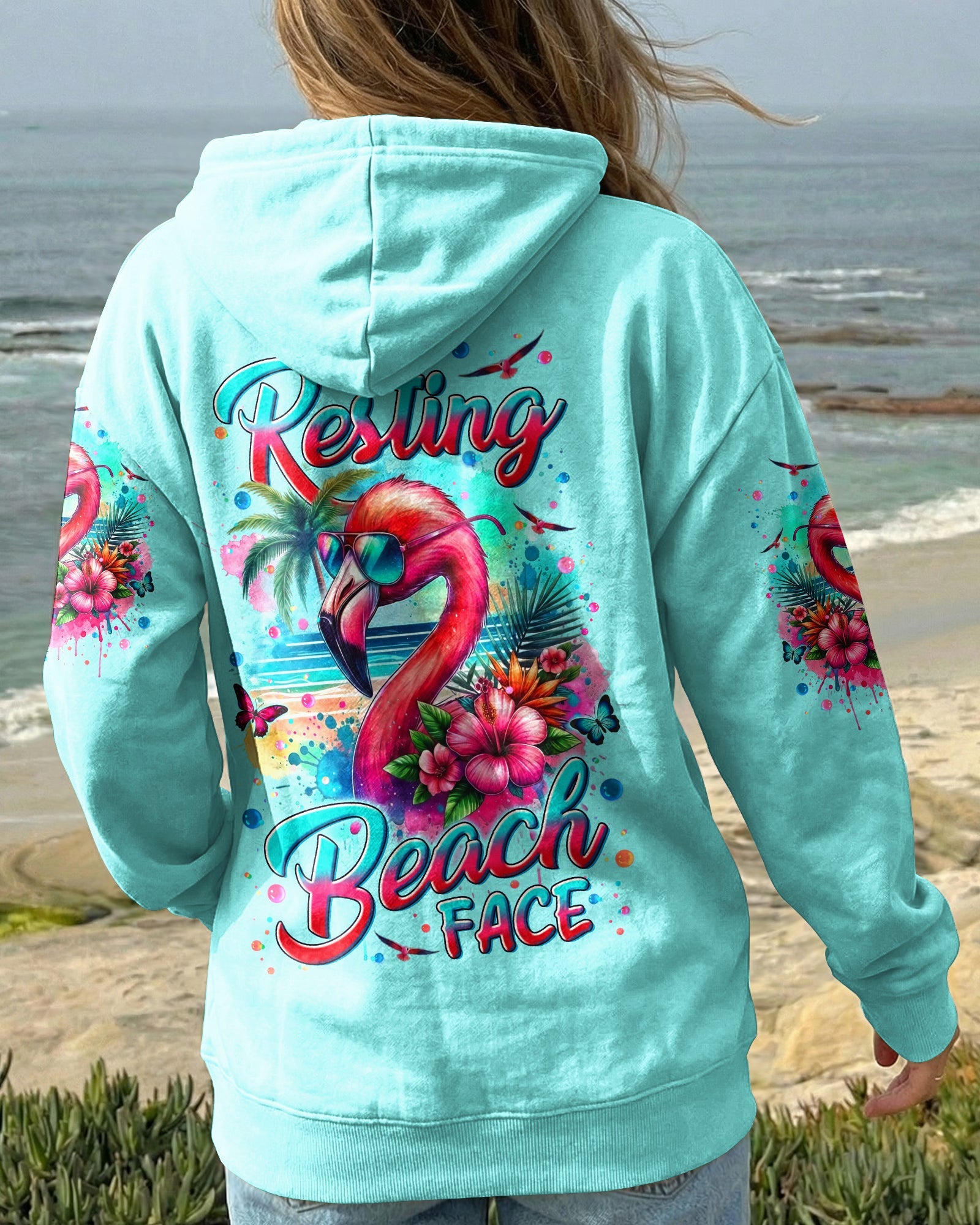 RESTING BEACH FACE FLAMINGO ALL OVER PRINT - TYLN0904262