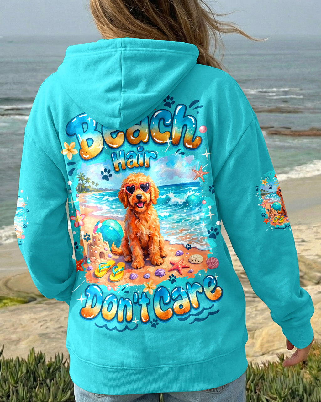 BEACH HAIR DON'T CARE GOLDEN DOODLE DOG ALL OVER PRINT - TYQY2005263