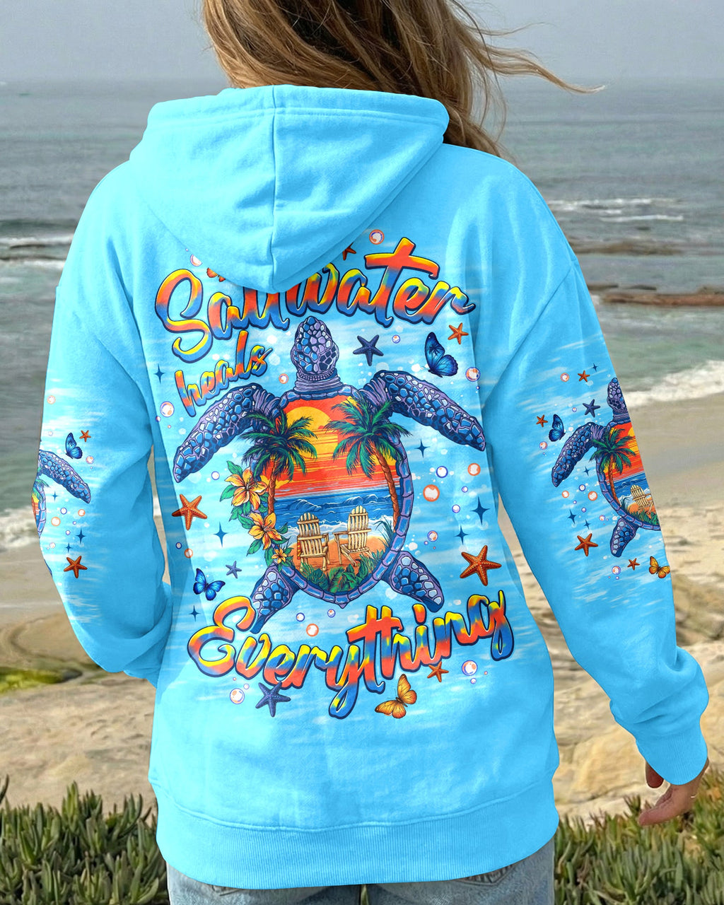 SALTWATER HEALS EVERYTHING TURTLE ALL OVER PRINT   - TLNT0406263