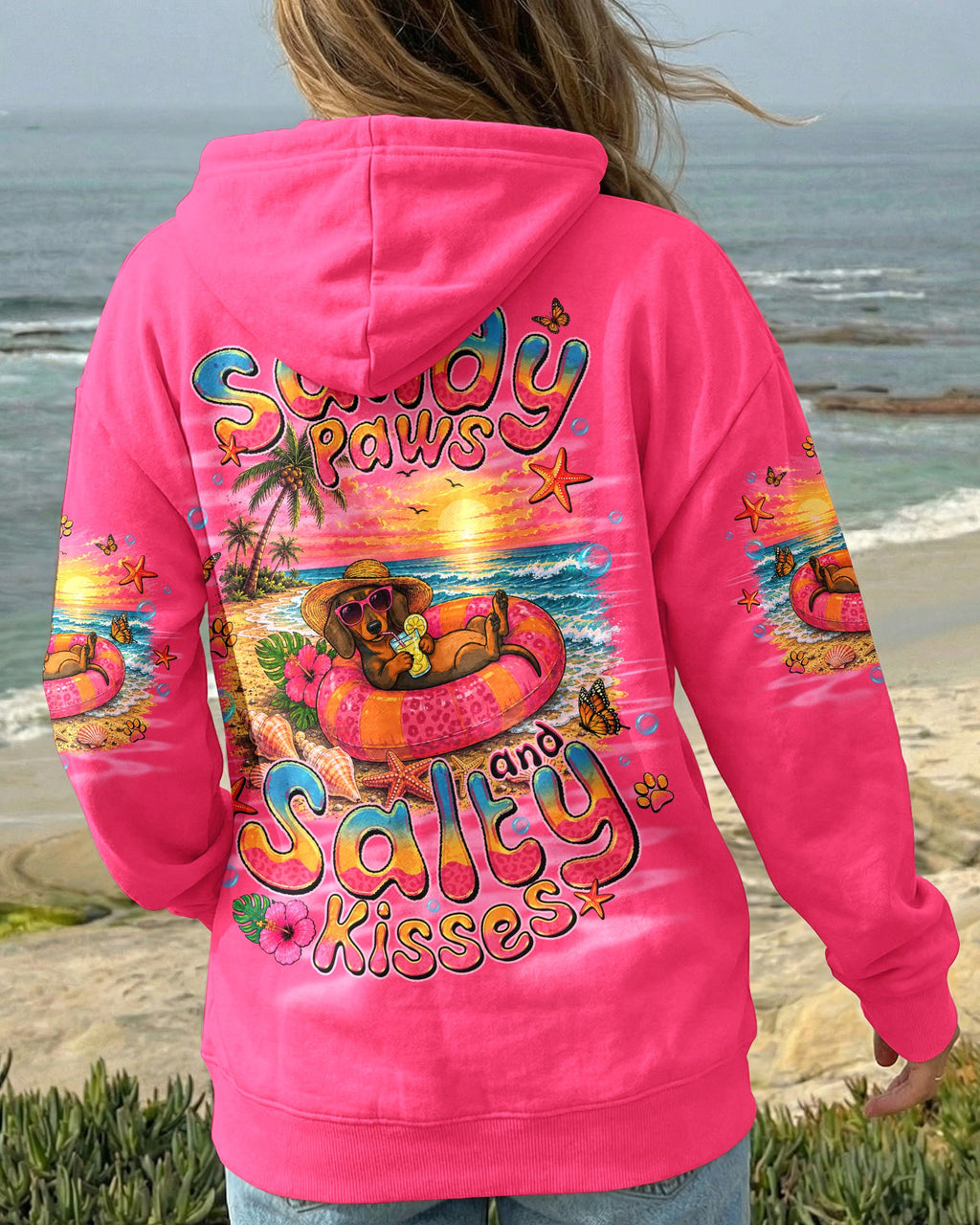SANDY PAWS AND SALTY KISSES DACHSHUND DOG ALL OVER PRINT  - TLNO2105261