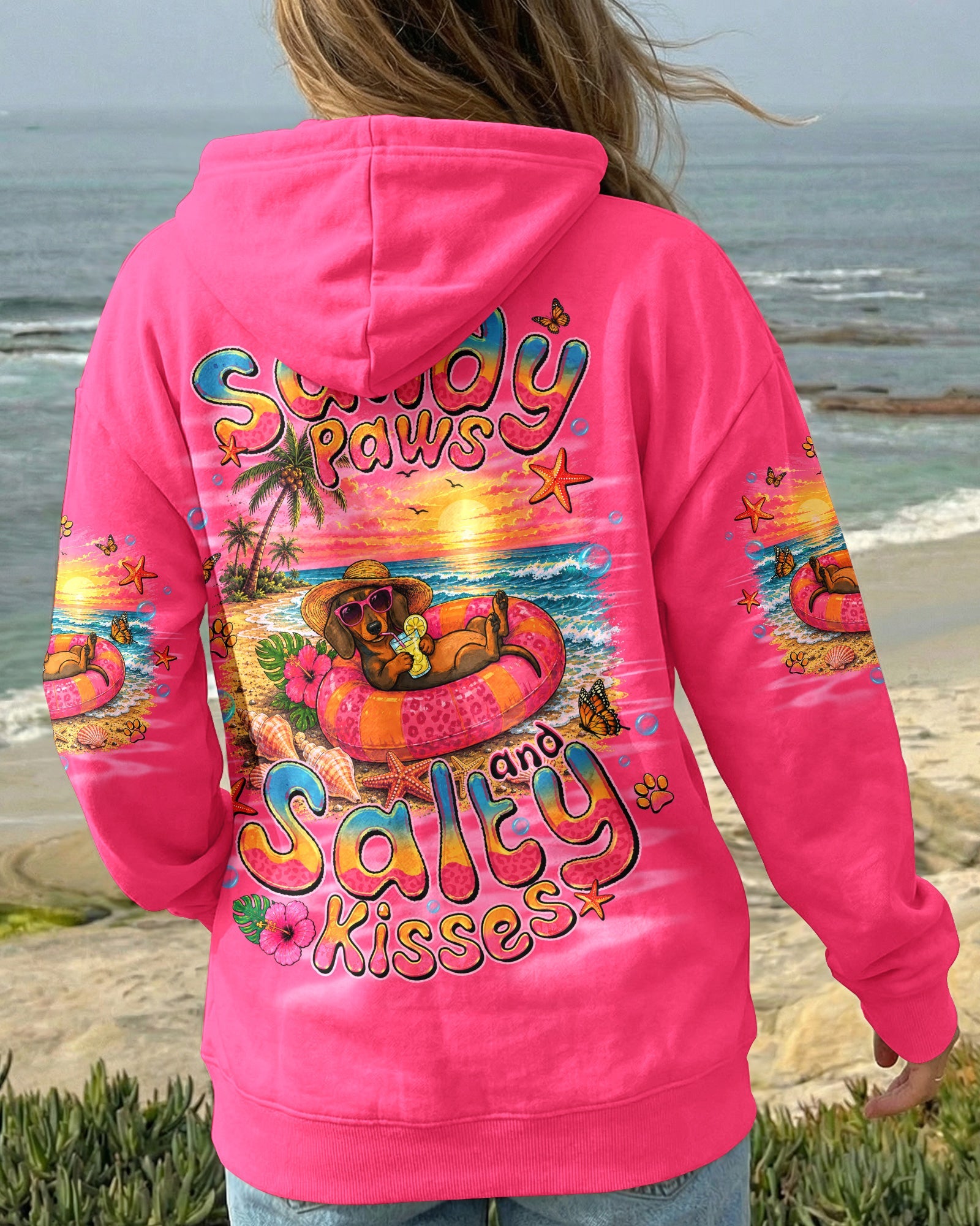 SANDY PAWS AND SALTY KISSES DACHSHUND DOG ALL OVER PRINT  - TLNO2105261