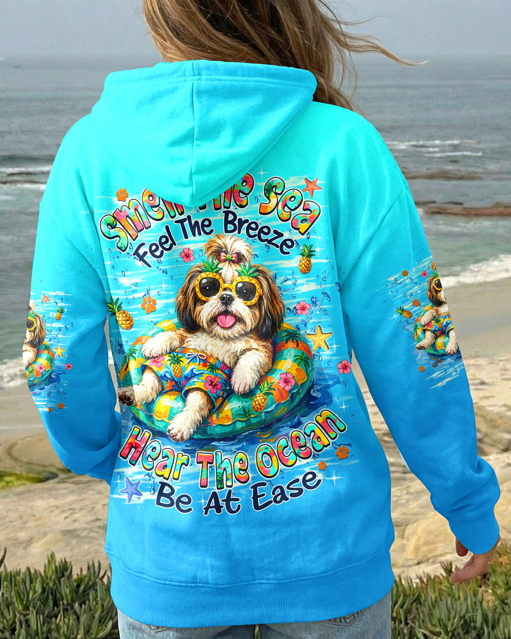 SMELL THE SEA FEEL THE BREEZE SHIH TZU DOG ALL OVER PRINT - TLHN0506263