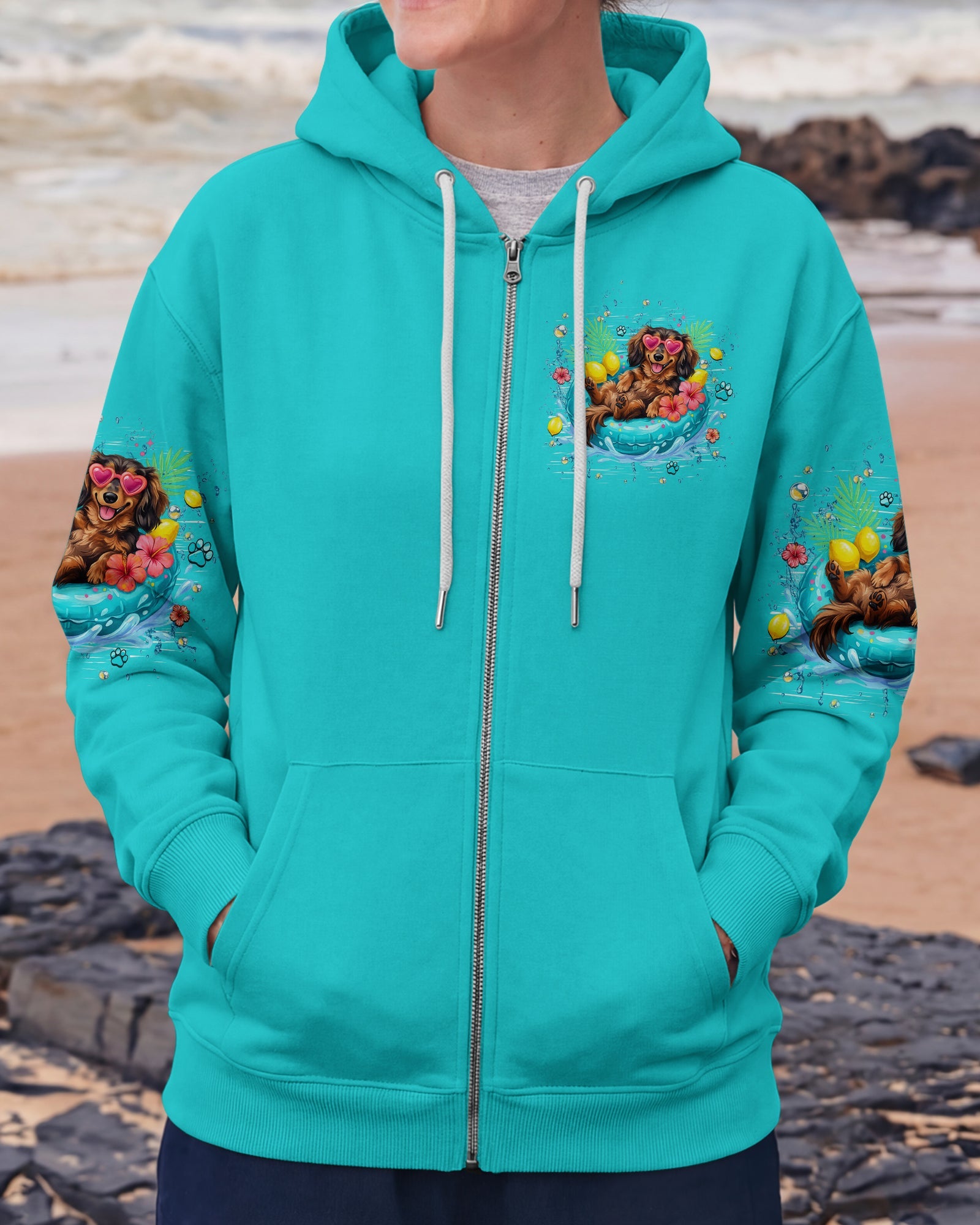 NOT A CARE IN THE WORLD DACHSHUND DOG  ALL OVER PRINT  - TLHN2105261