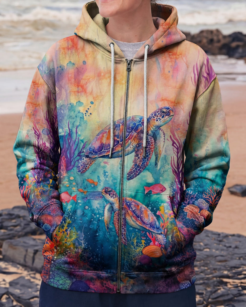 SALTWATER HEALS EVERYTHING TURTLE ALL OVER PRINT  - TLHN2104261