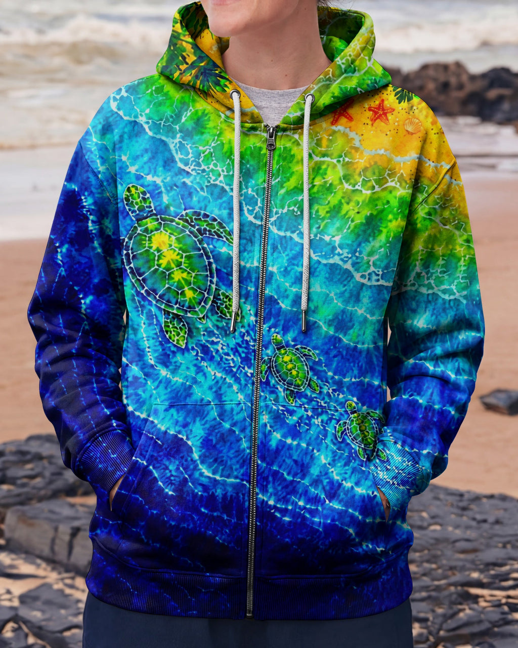 SEA TURTLES TROPICAL BEACH BURST ALL OVER PRINT  - TLTW2206262