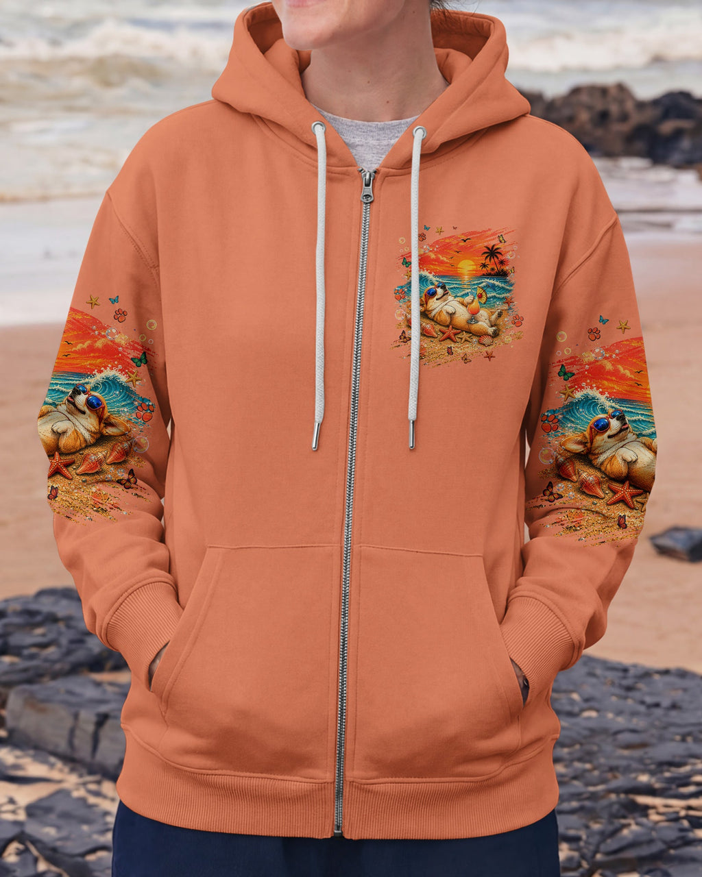 SANDY PAWS AND SALTY KISSES CORGI DOG ALL OVER PRINT  - TLNT1805263