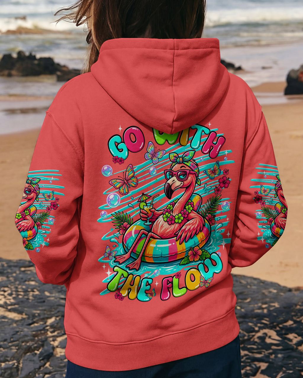 GO WITH THE FLOW FLAMINGO ALL OVER PRINT  - TLNT1806263