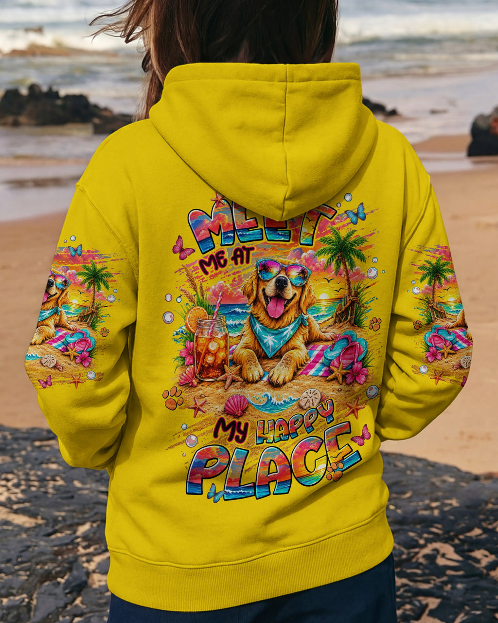 MEET ME AT MY HAPPY PLACE GOLDEN RETRIEVER DOG ALL OVER PRINT - TLNT2105261