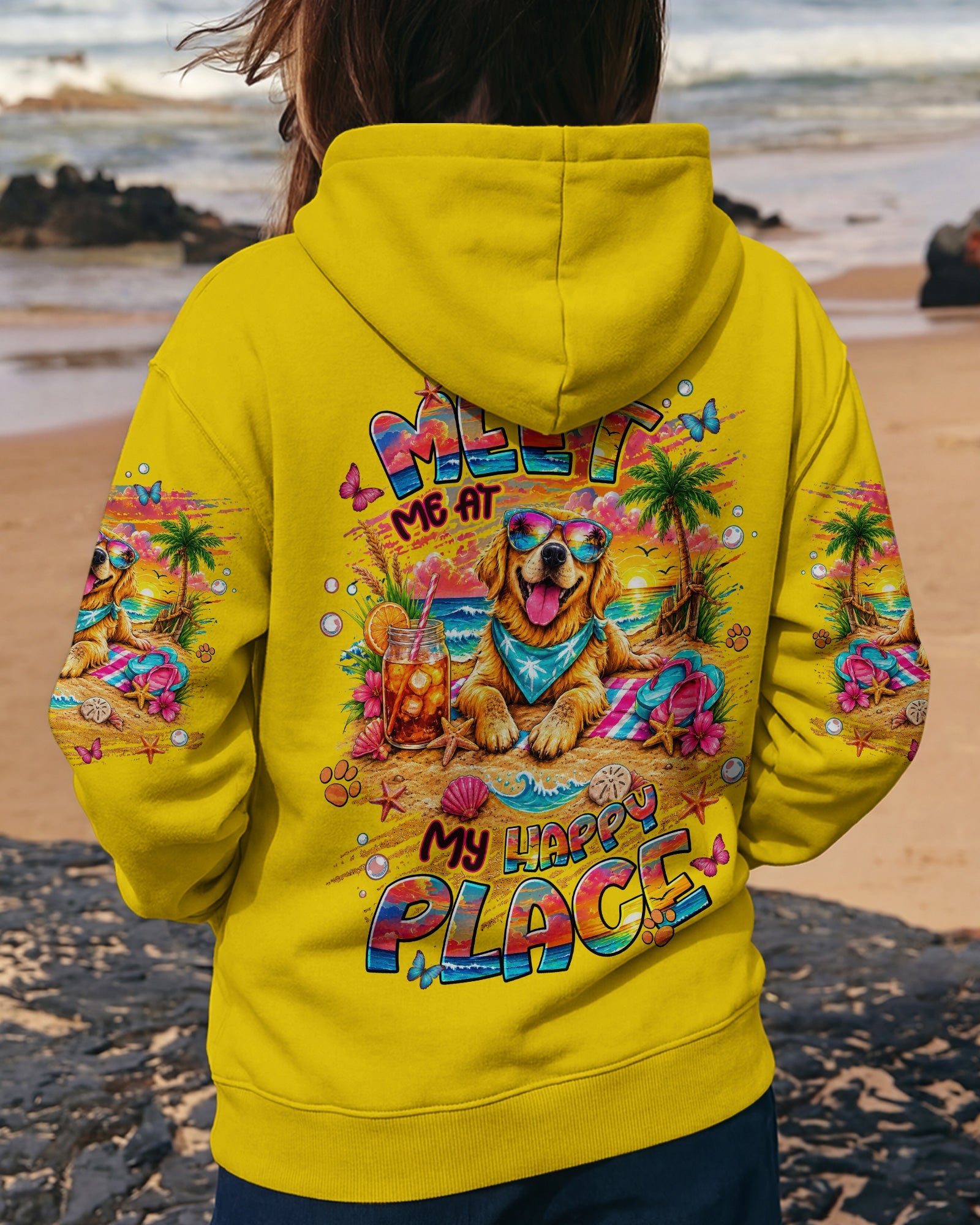 MEET ME AT MY HAPPY PLACE GOLDEN RETRIEVER DOG ALL OVER PRINT - TLNT2105261