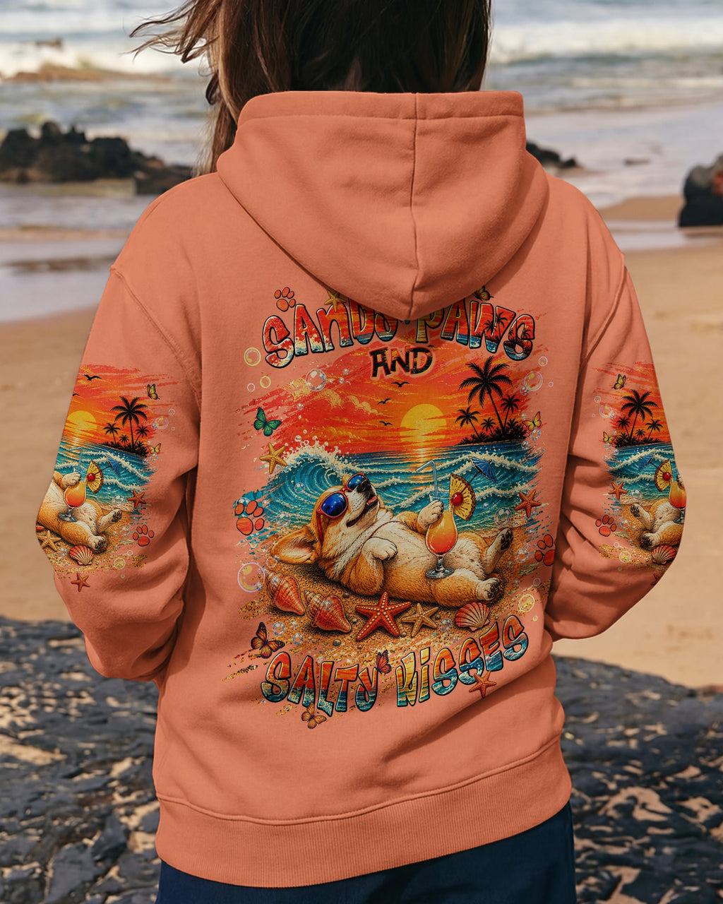 SANDY PAWS AND SALTY KISSES CORGI DOG ALL OVER PRINT  - TLNT1805263