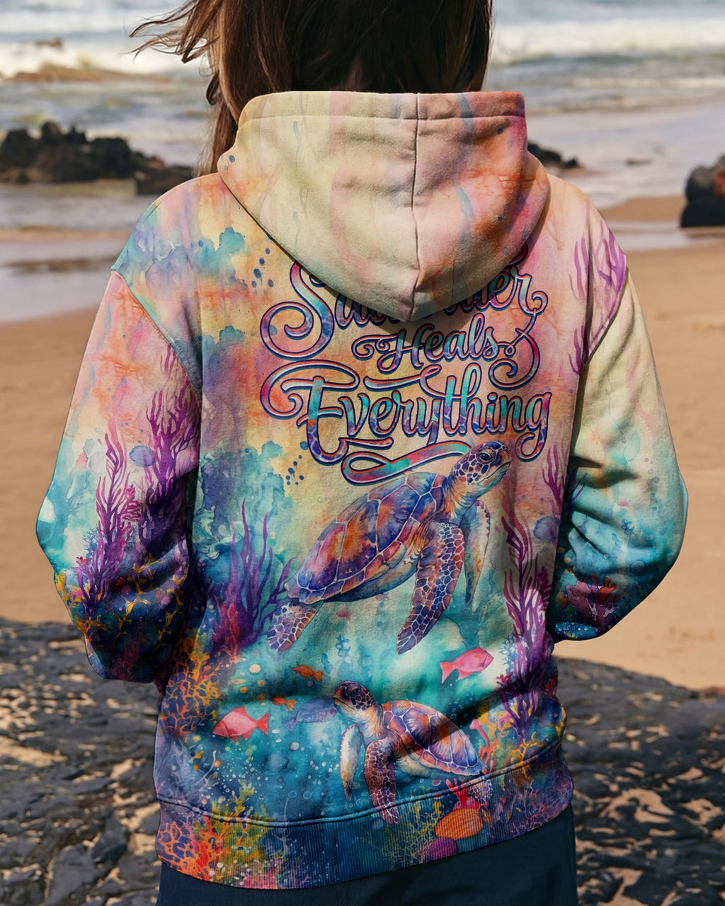 SALTWATER HEALS EVERYTHING TURTLE ALL OVER PRINT  - TLHN2104261