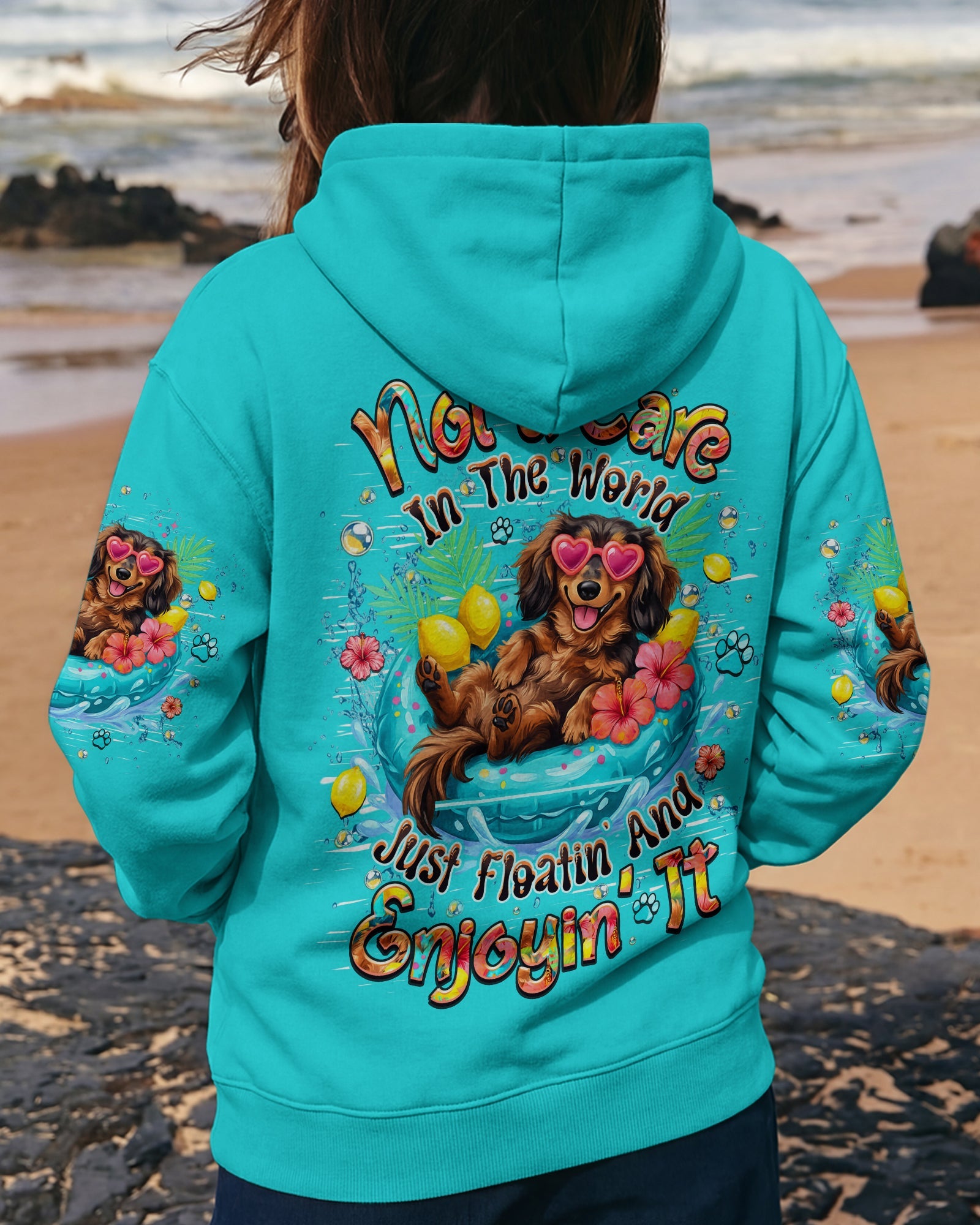 NOT A CARE IN THE WORLD DACHSHUND DOG  ALL OVER PRINT  - TLHN2105261