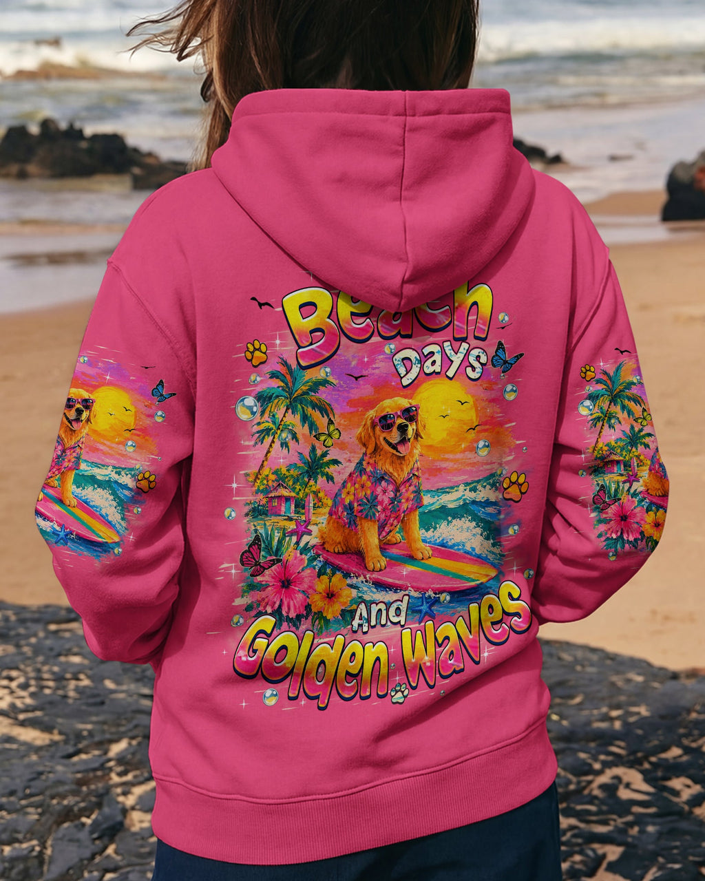 BEACH DAYS & GOLDEN WAVES GOLDEN RETRIEVER ALL OVER PRINT - TLHN2605261