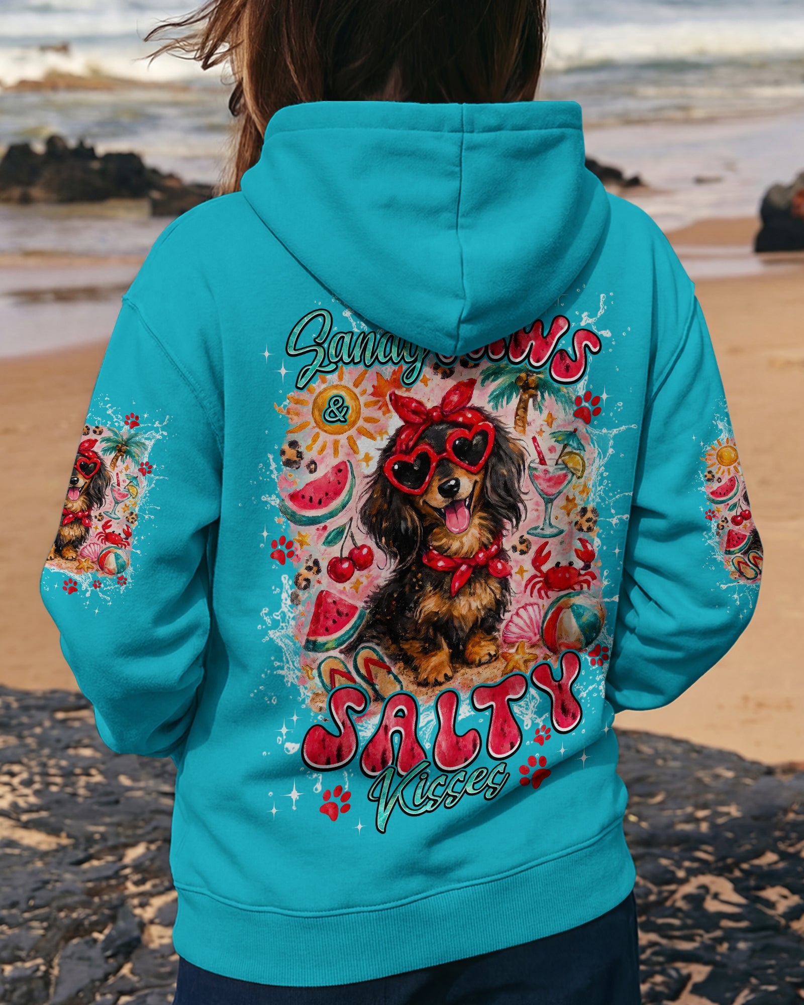 SANDY PAWS AND SALTY KISSES DACHSHUND ALL OVER PRINT - TYPQ2505262