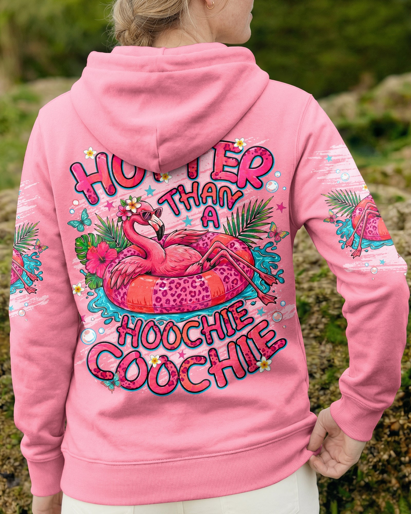 HOTTER THAN A HOOCHIE COOCHIE FLAMINGO ALL OVER PRINT  - TLNT0705264