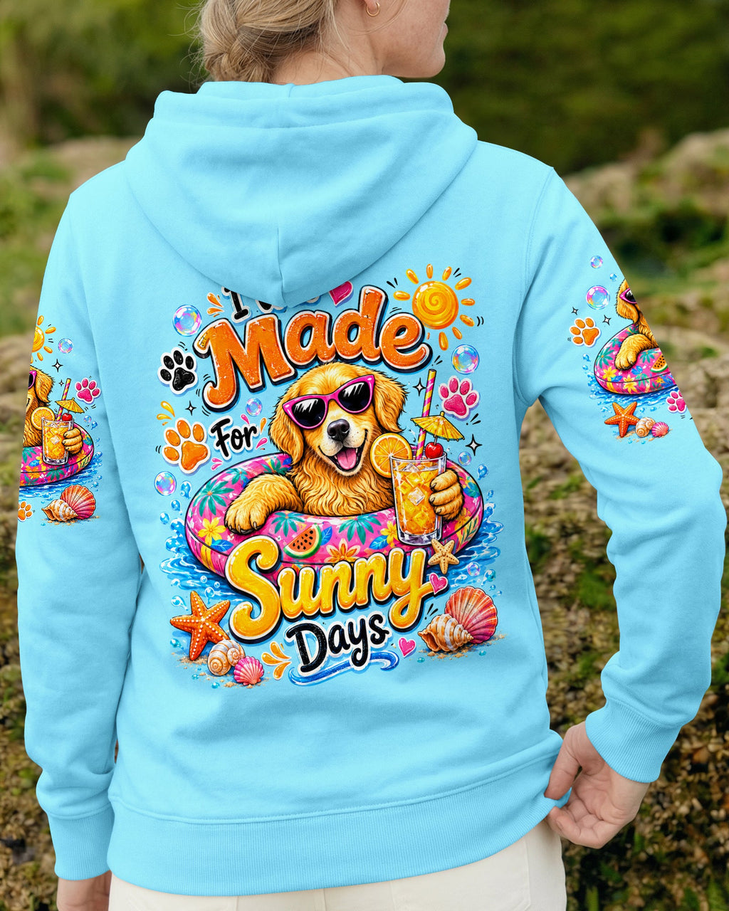 I WAS MADE FOR SUNNY DAYS GOLDEN RETRIEVER DOG ALL OVER PRINT   - TLTW0906261